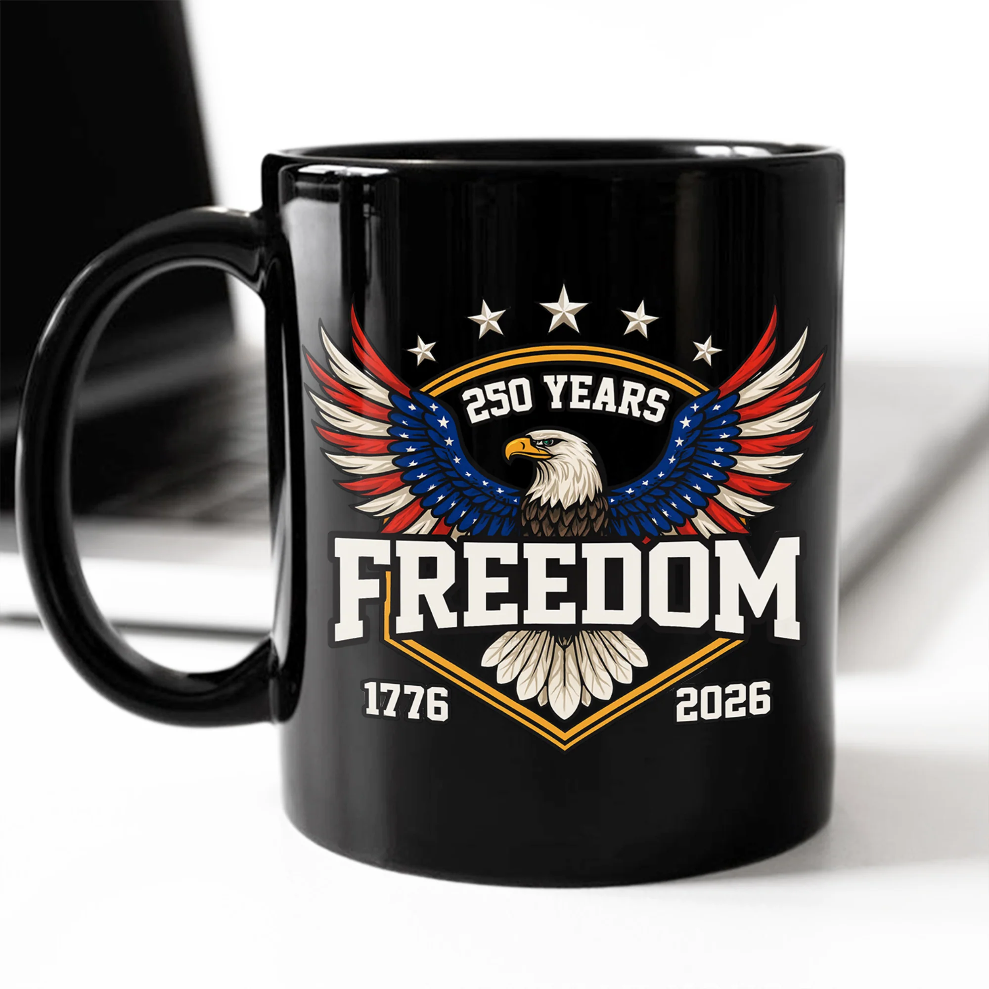 250 Years of Freedom America 1776–2026 Anniversary Black Mug HA75 898806 - Image 3