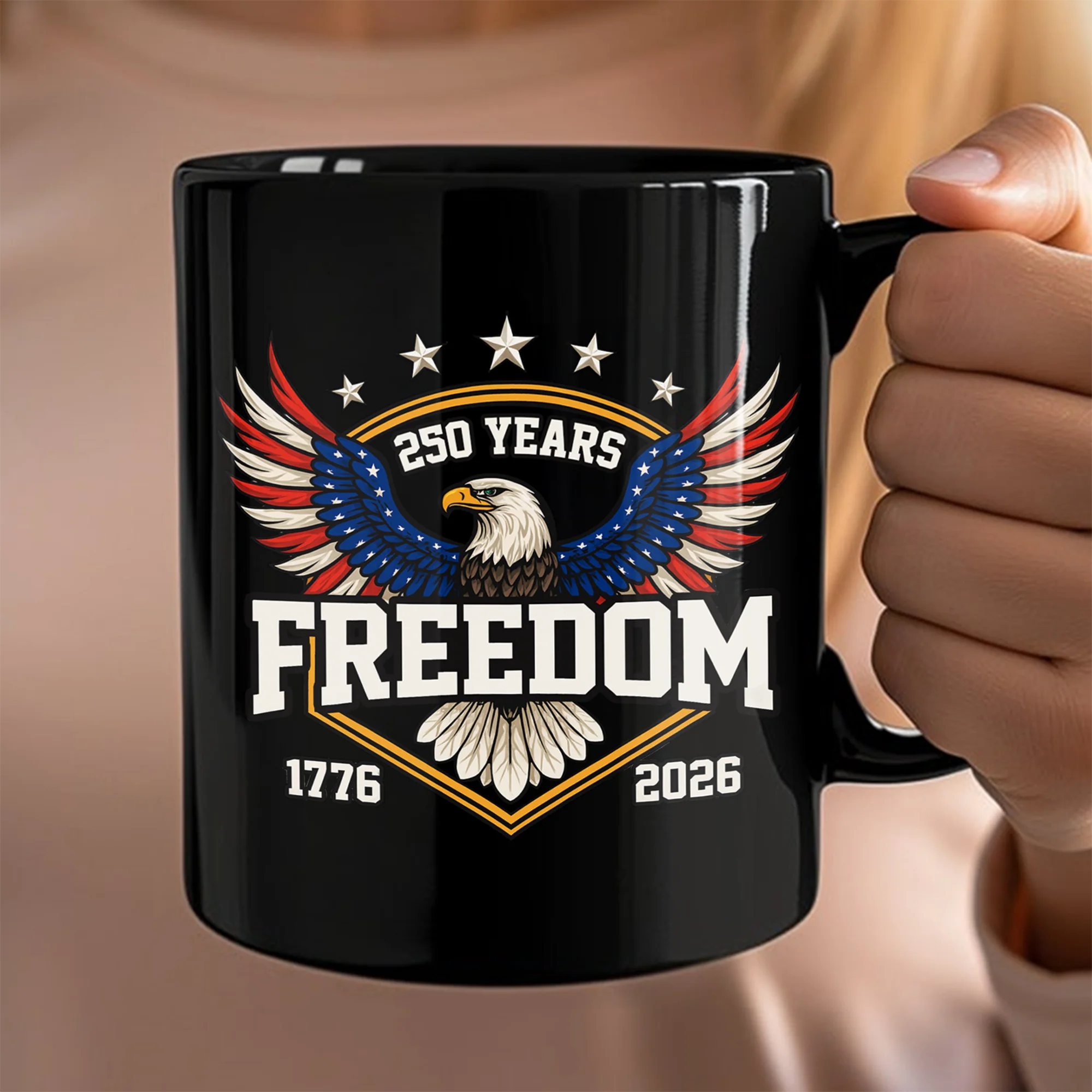 250 Years of Freedom America 1776–2026 Anniversary Black Mug HA75 898806 - Image 6