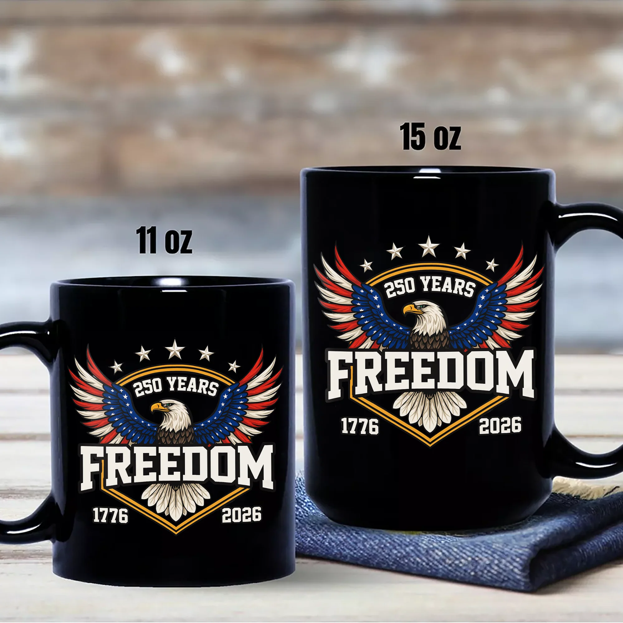 250 Years of Freedom America 1776–2026 Anniversary Black Mug HA75 898806 - Image 7