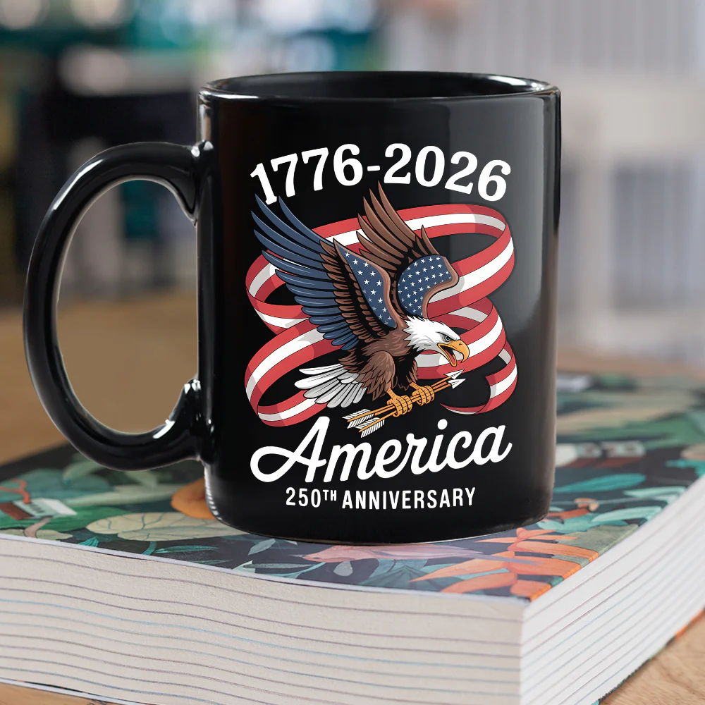 America 250Th Anniversary 1776-2026 Eagle Us Flag Black Mug HA75 898834 - Image 5
