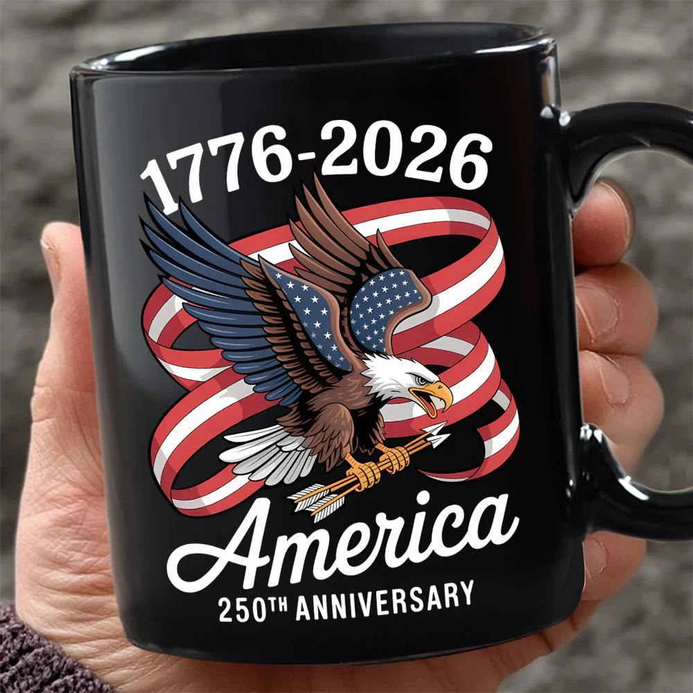 America 250Th Anniversary 1776-2026 Eagle Us Flag Black Mug HA75 898834 - Image 6