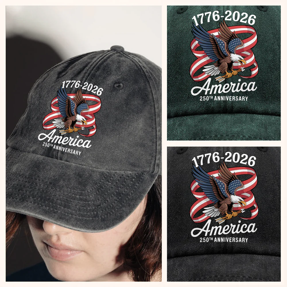 America 250Th Anniversary 1776-2026 Eagle Us Flag Washed Denim Baseball Cap HA75 898832 - Image 3