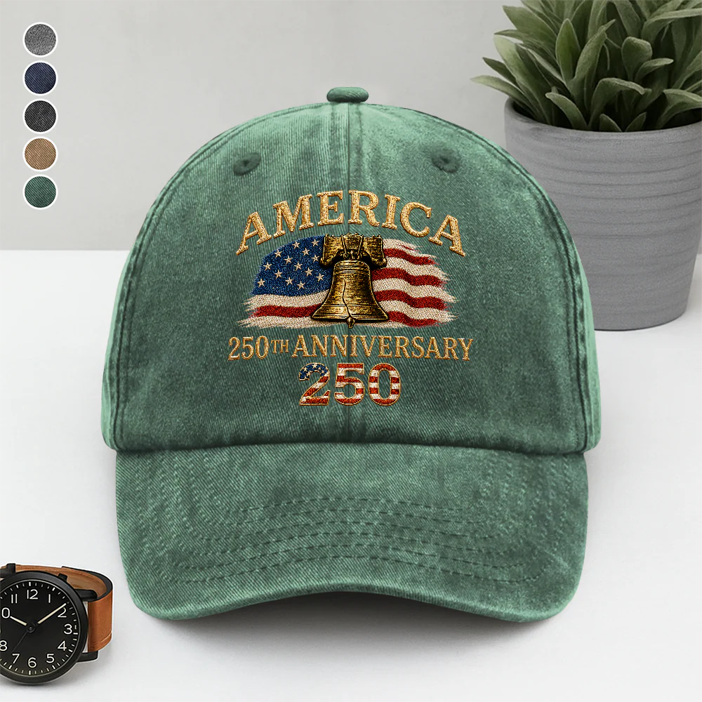 America 250th Anniversary 1776-2026 Patriotic Washed Denim Baseball Cap TH10 170085 - Image 5