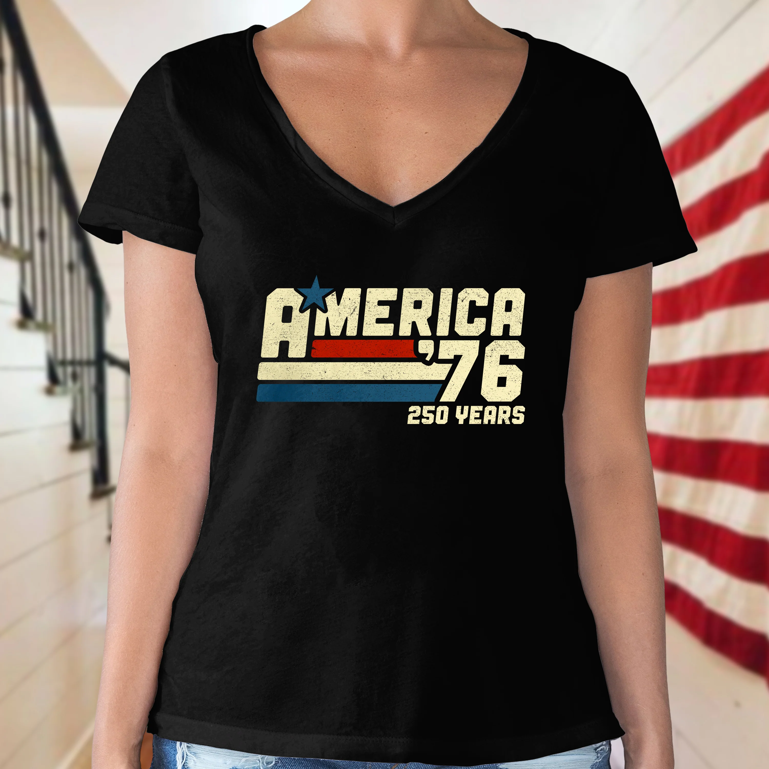 America 76 250 Years Retro Vintage 1776 2026 Patriotic 4th July Dark Shirt HA75 921546 - Image 3