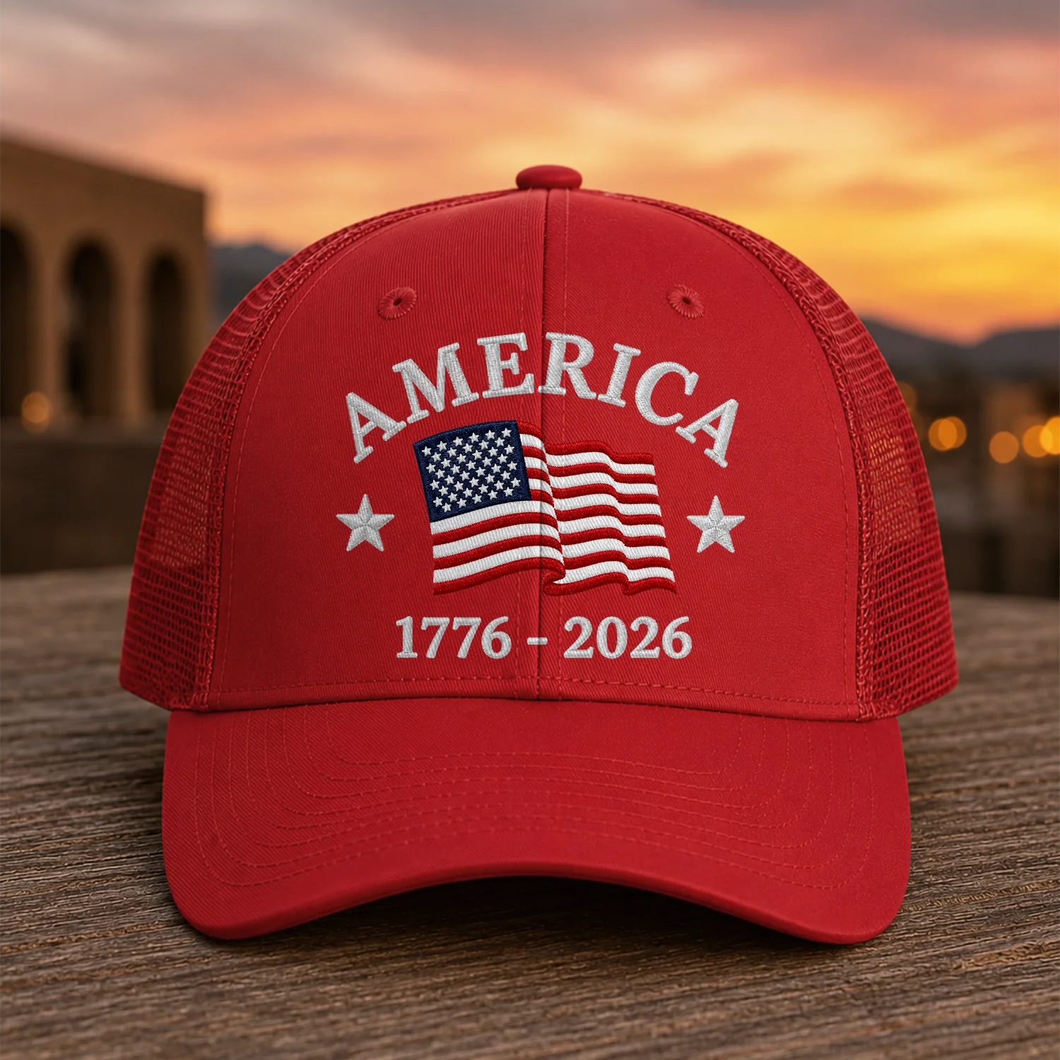 America Flag 1776-2026 250th Anniversary Embroidered Trucker Hat CH07 911926 - Image 3