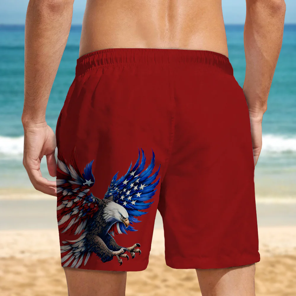 American Flag Eagle Patriotic 1776 Beach Short LM32 669227 - Image 3