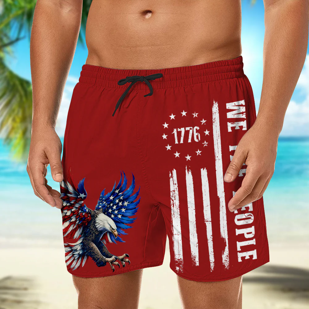 American Flag Eagle Patriotic 1776 Beach Short LM32 669227 - Image 4