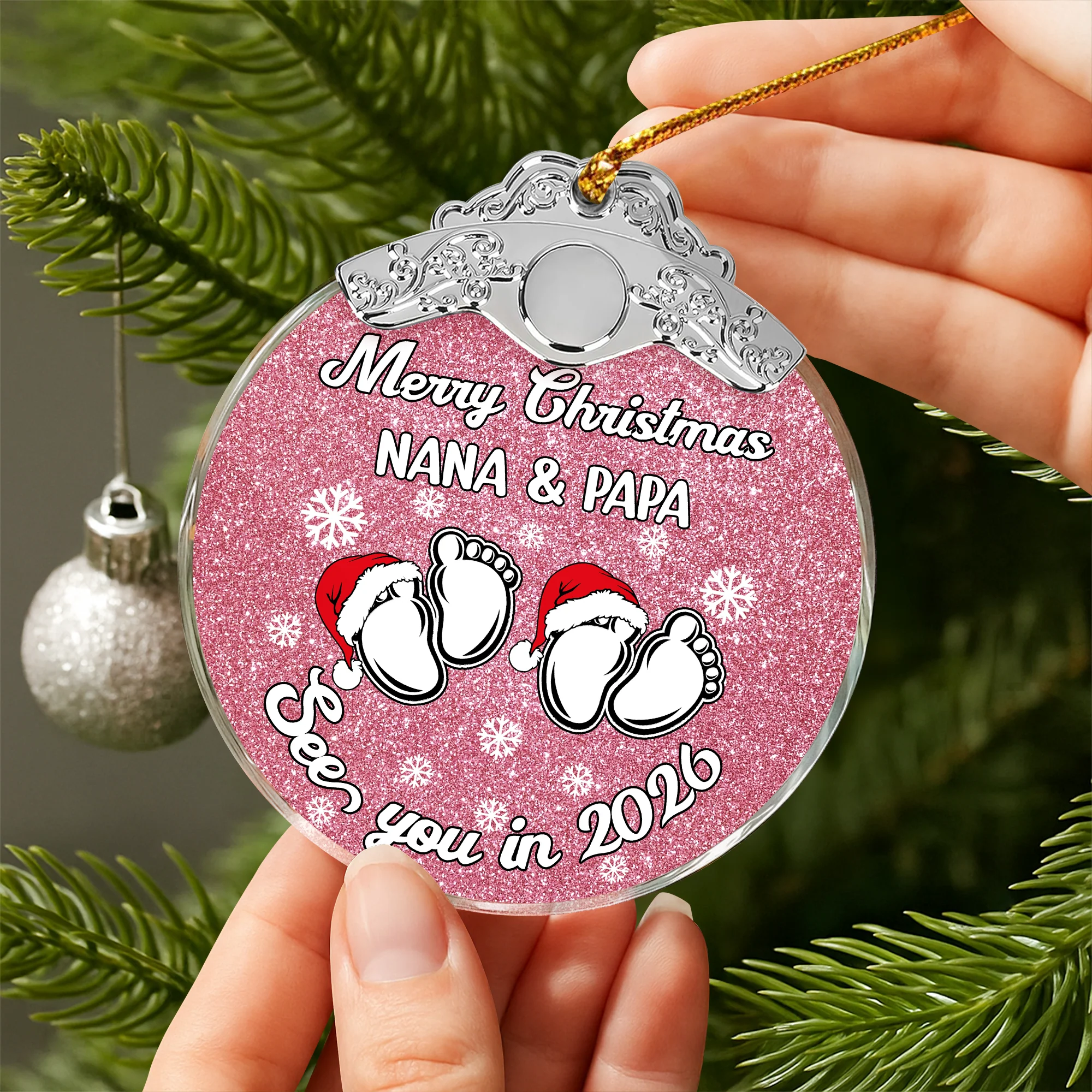 Baby Expecting See You In 2026 - Personalized Metal Top Glass Ornament For Christmas LM32 893975 - Image 2