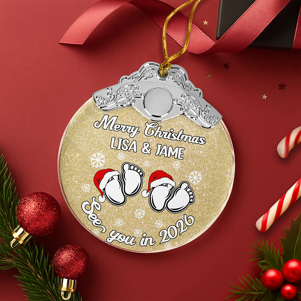Baby Expecting See You In 2026 - Personalized Metal Top Glass Ornament For Christmas LM32 893975 - Image 5