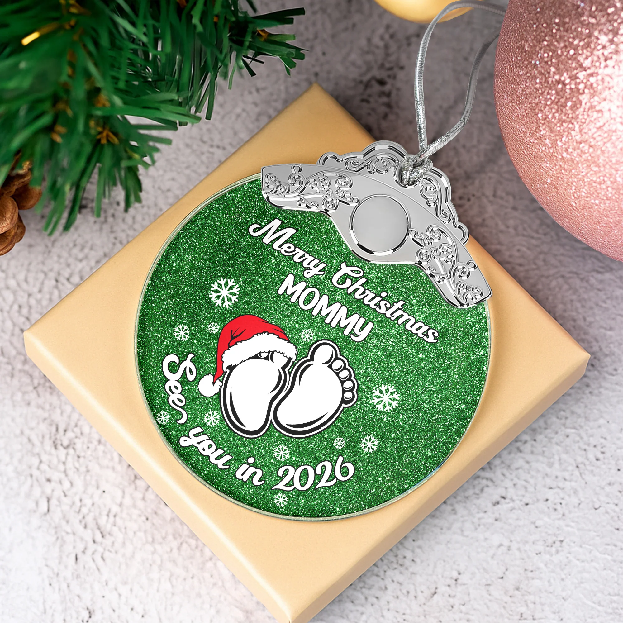 Baby Expecting See You In 2026 - Personalized Metal Top Glass Ornament For Christmas LM32 893975 - Image 6