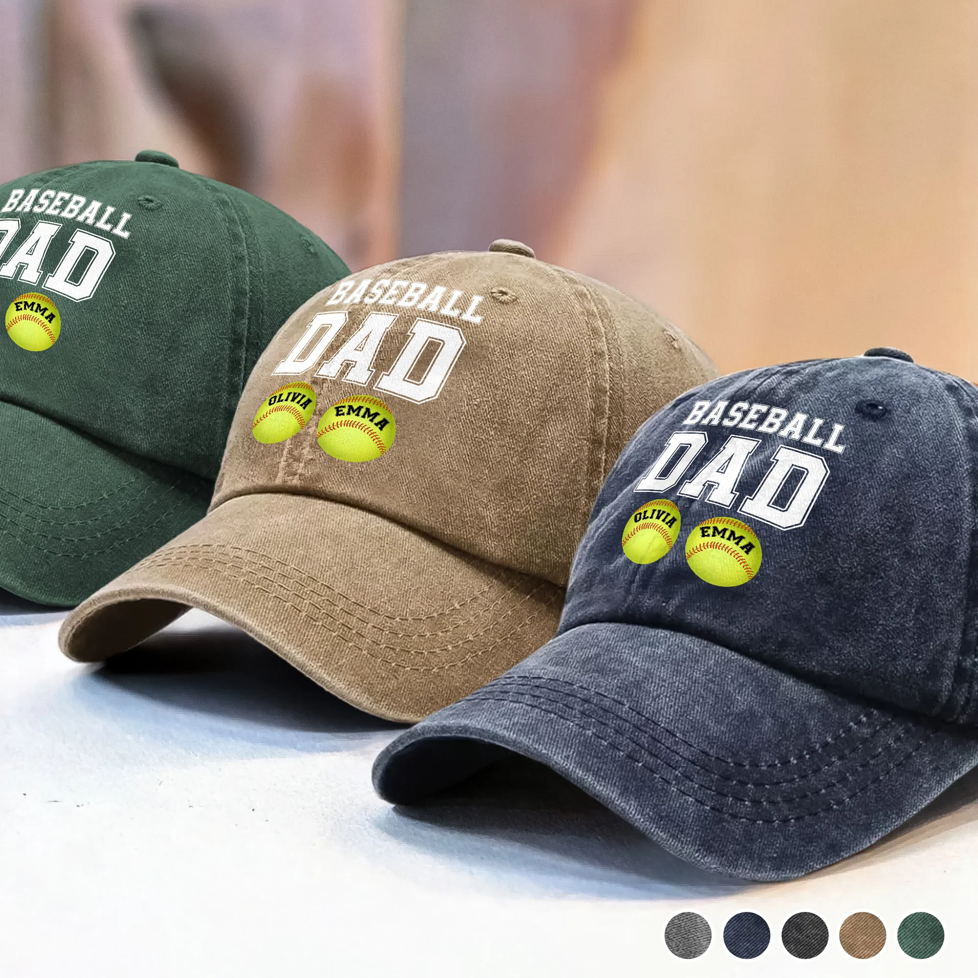 Baseball Dad - Personalized Washed Denim Baseball Cap TH10 896163 - Image 2