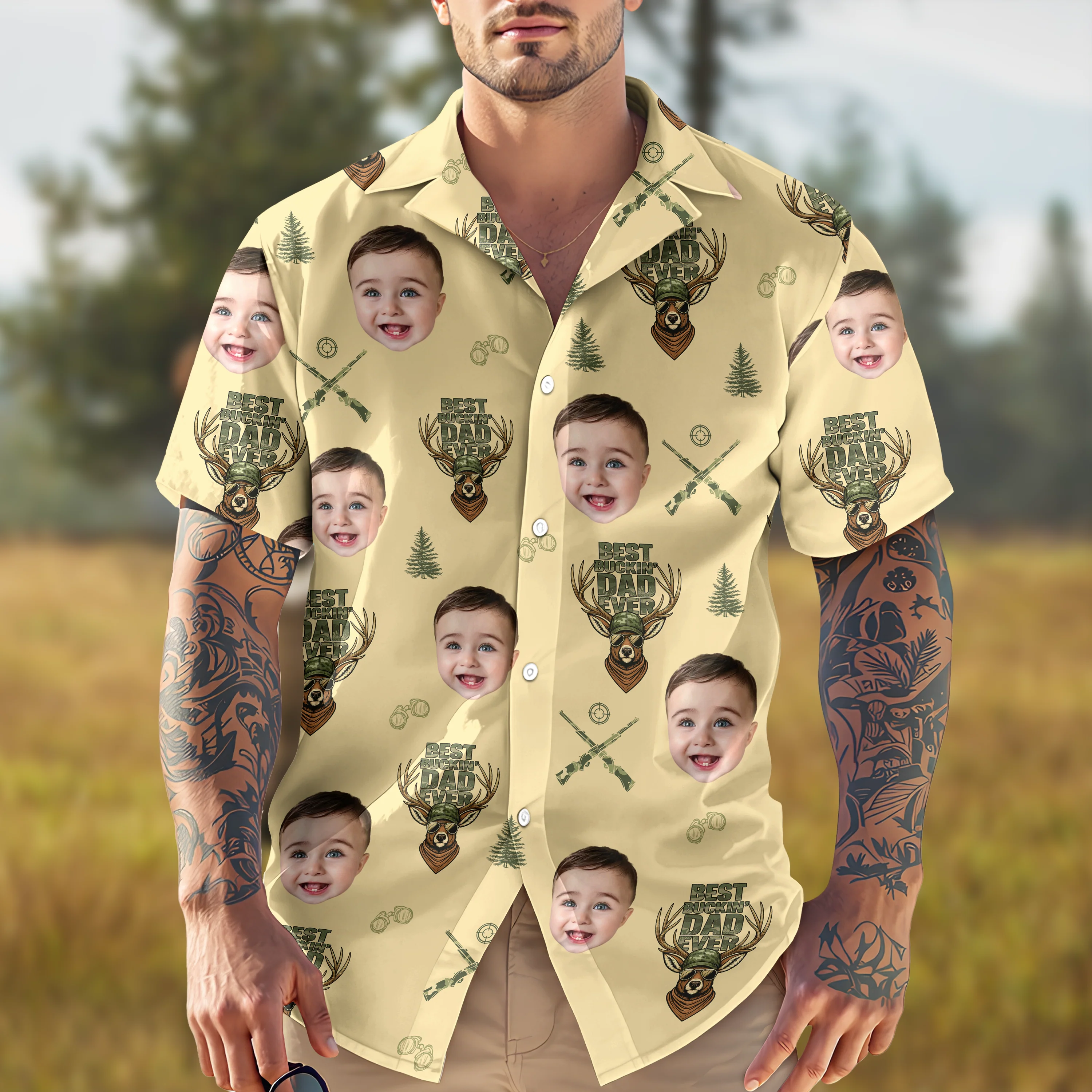 Best Buckin' Dad Ever - Personalized Photo Hawaii Shirt CH07 895746 - Image 5