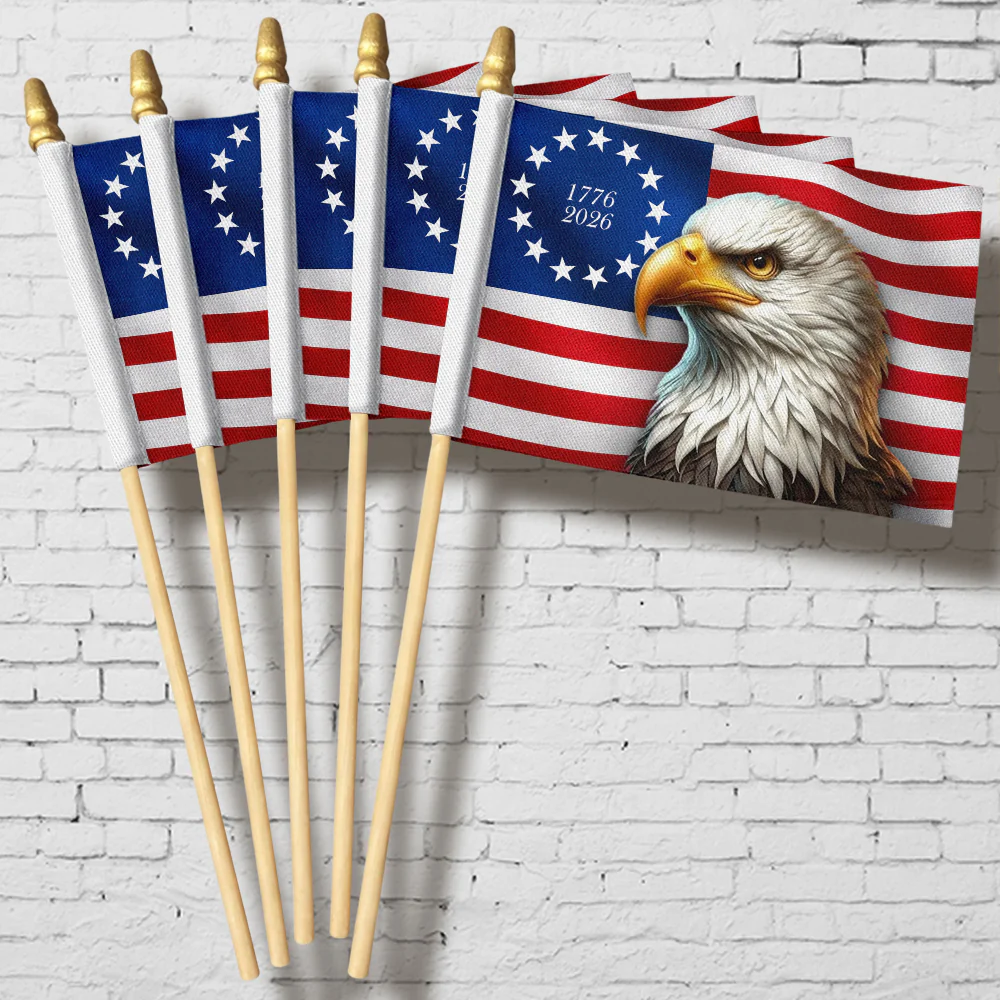 Betsy Ross 1776 2026 Flag, Patriotic with Eagle Handheld American Flag HO82 902918 - Image 3