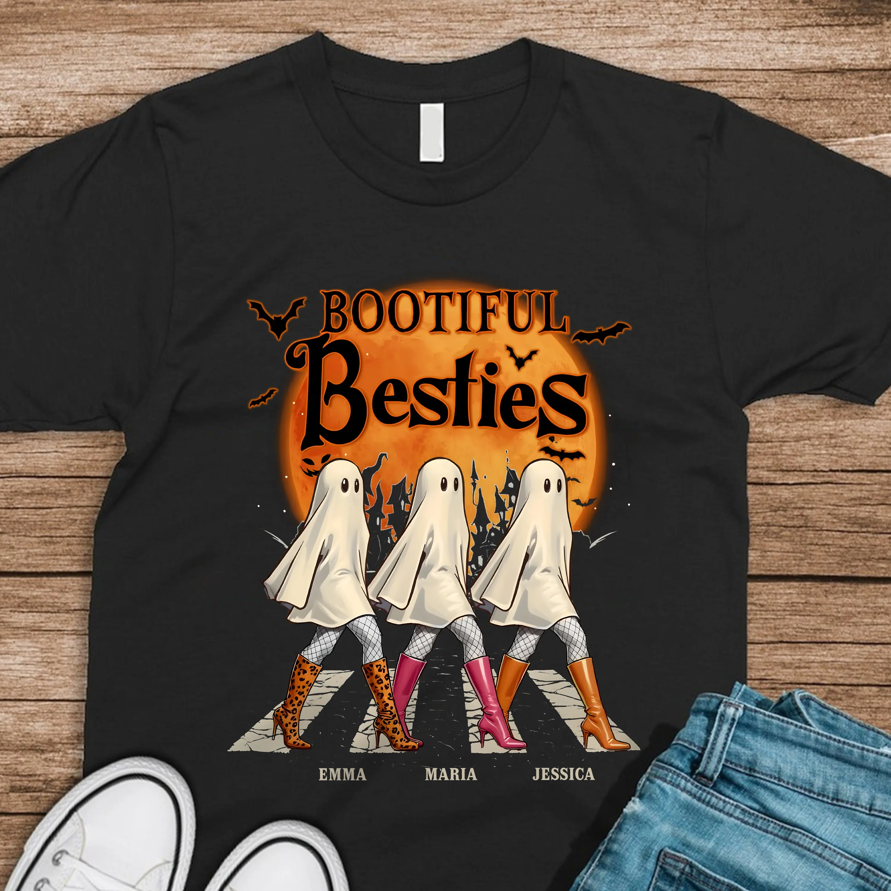 Bootiful Besties - Personalized Dark Shirt Halloween Birthday Gifts For Women, Besties, Sisters, BFF CH07 899320 - Image 4