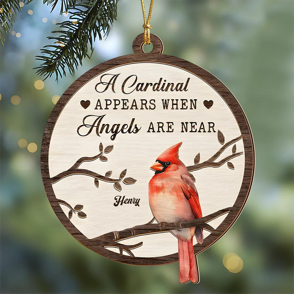 Cardinals Appear When Angels Are Near Personalized Wooden Ornament LM32 895881 - Image 2