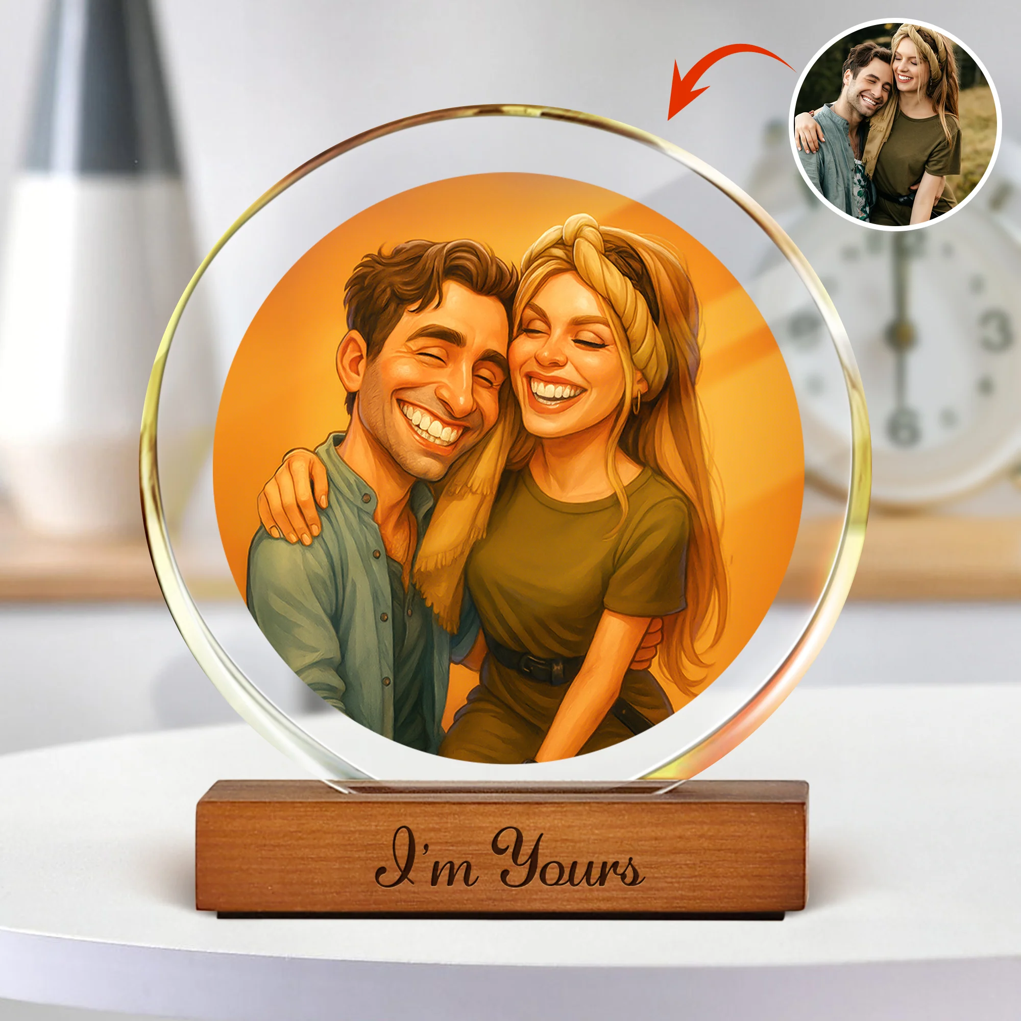 Caricature Wall Art For Funny Couples Round Acrylic Block Plaque LM32 895011 - Image 2
