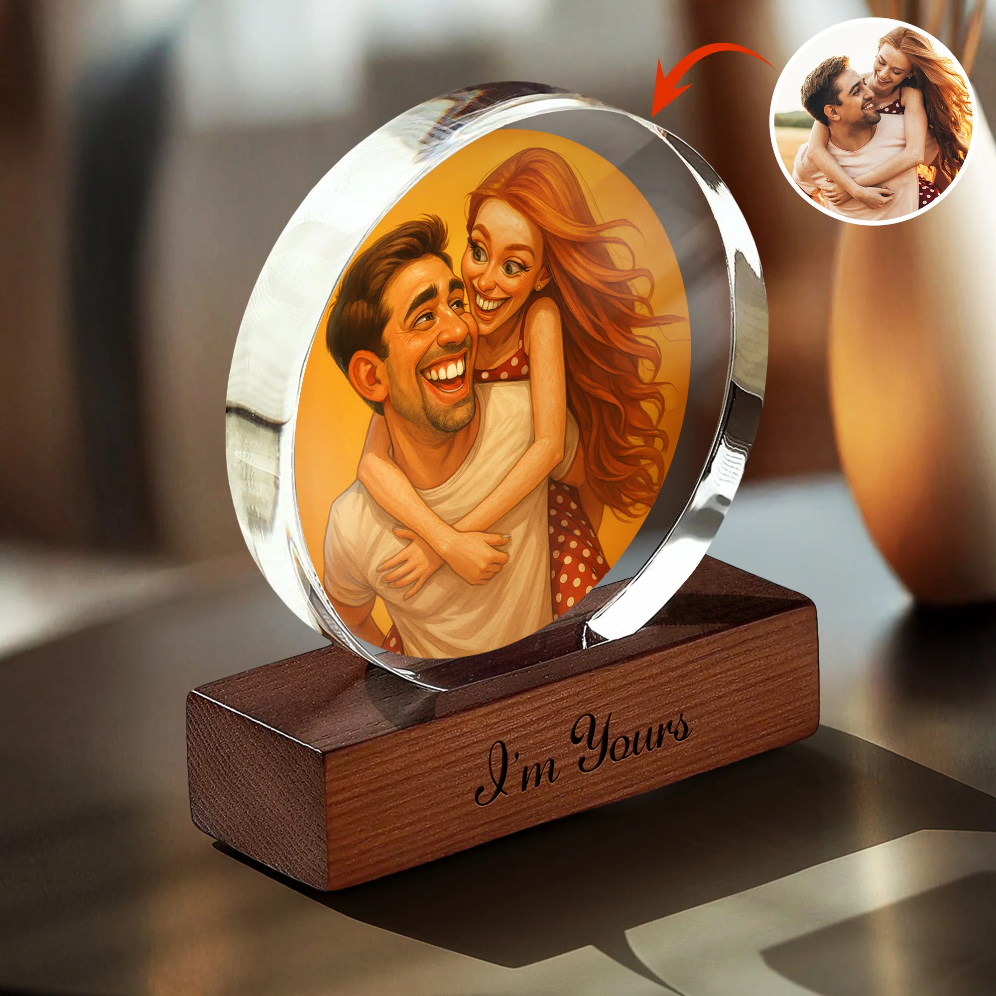 Caricature Wall Art For Funny Couples Round Acrylic Block Plaque LM32 895011 - Image 3