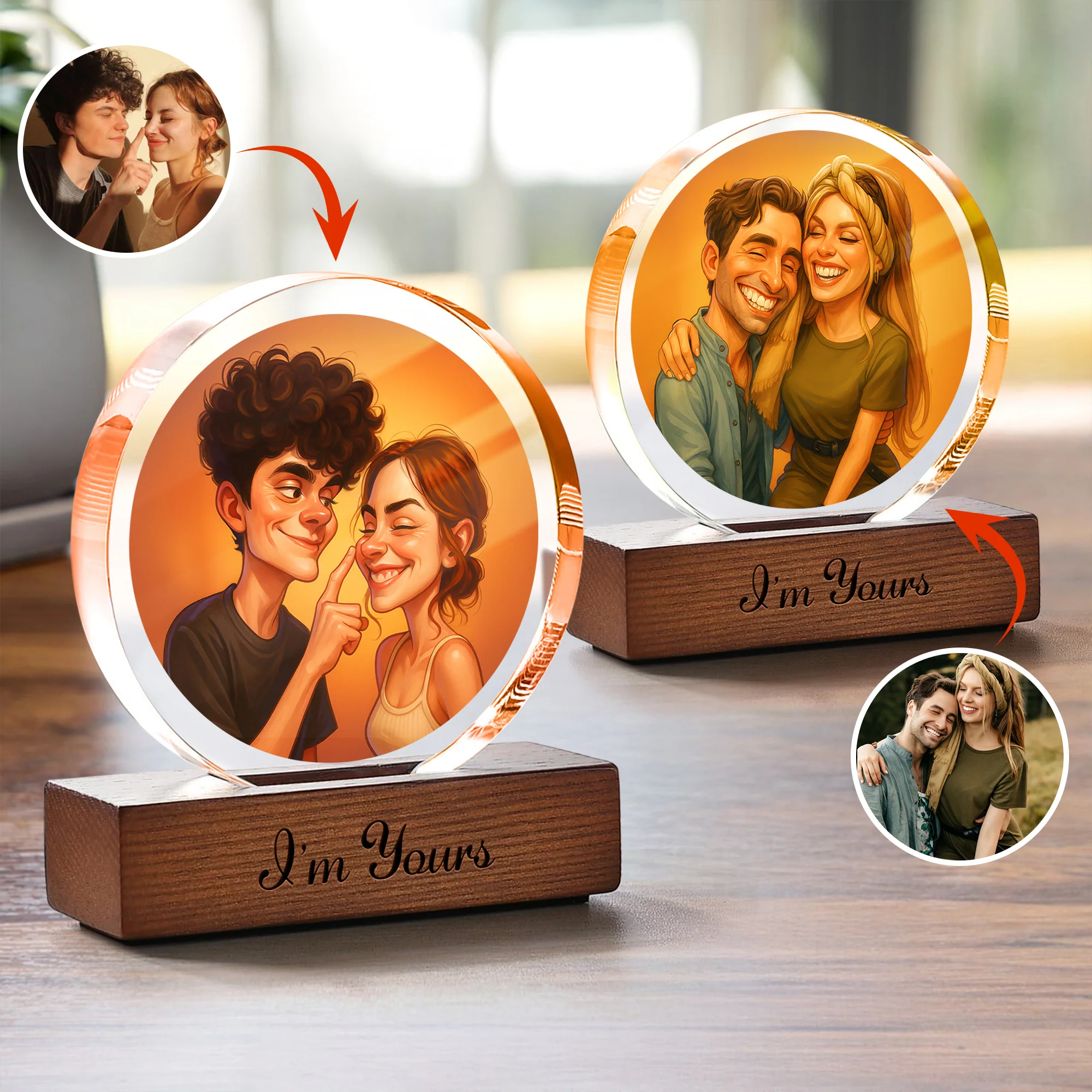Caricature Wall Art For Funny Couples Round Acrylic Block Plaque LM32 895011 - Image 4