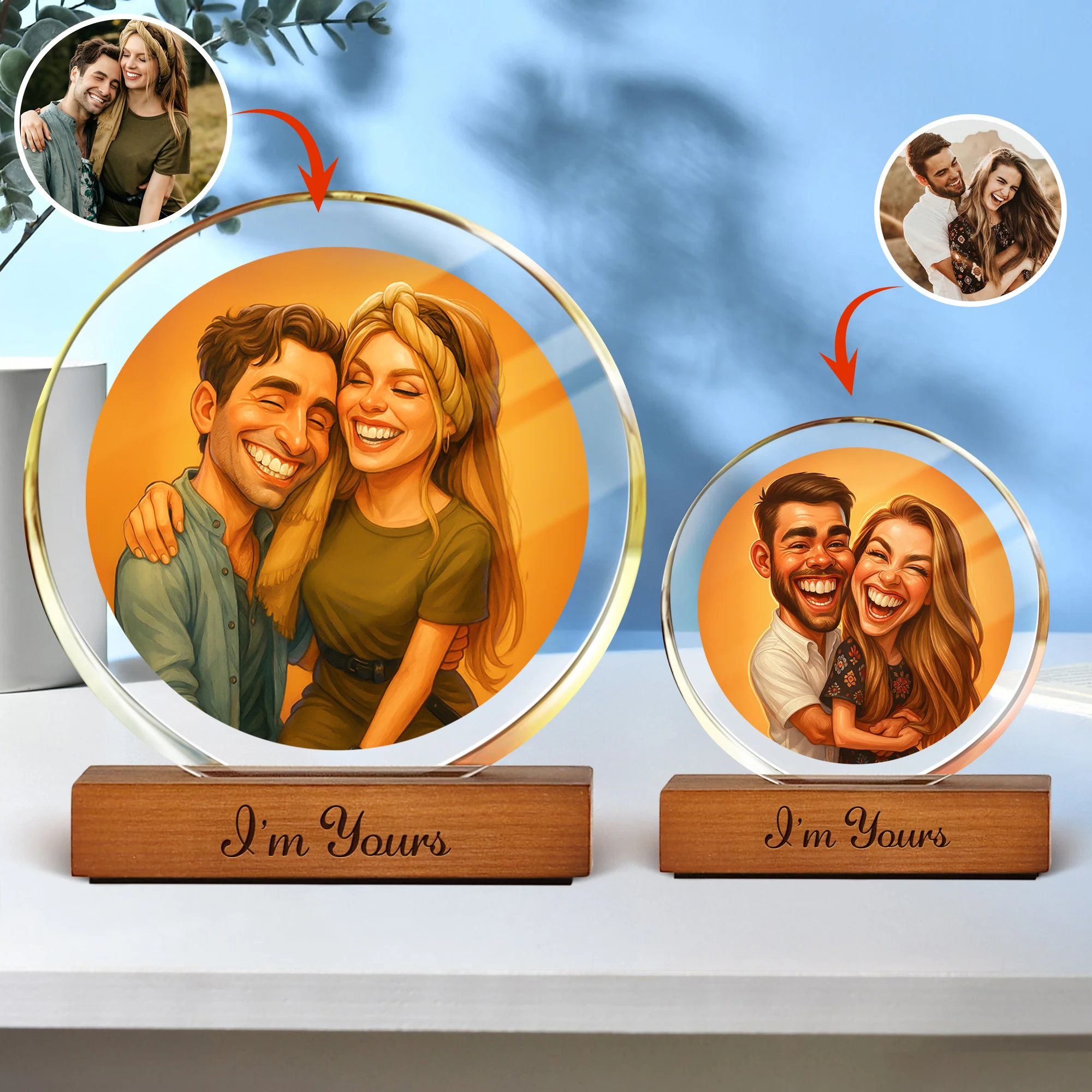 Caricature Wall Art For Funny Couples Round Acrylic Block Plaque LM32 895011 - Image 5