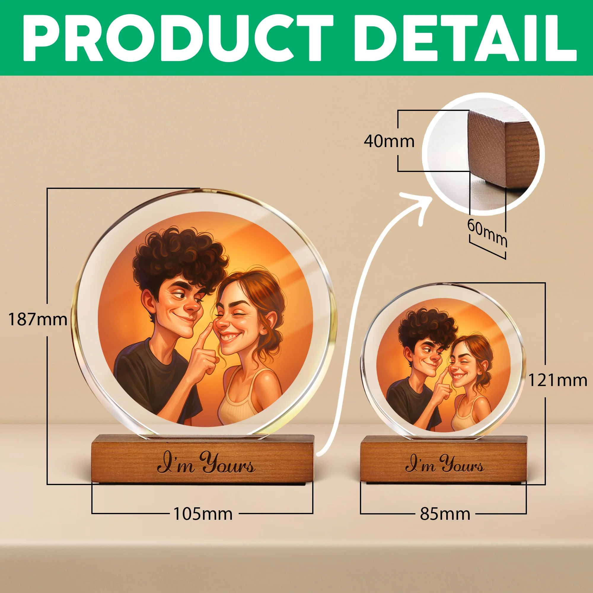 Caricature Wall Art For Funny Couples Round Acrylic Block Plaque LM32 895011 - Image 6