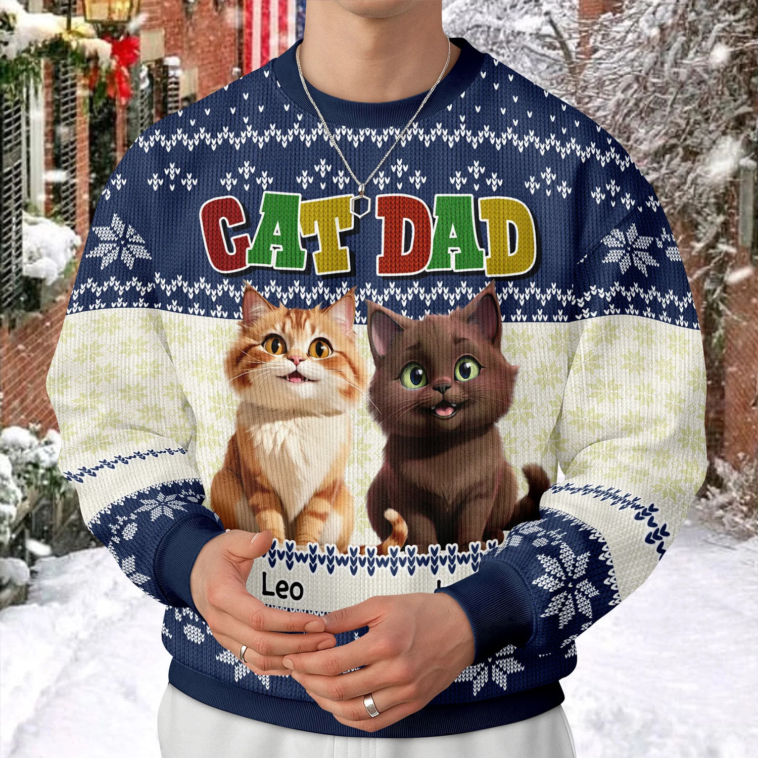Cat Mom Cat Dad Funny Cat Personalized Ugly Sweater For Cat Lovers LM32 895971 - Image 4