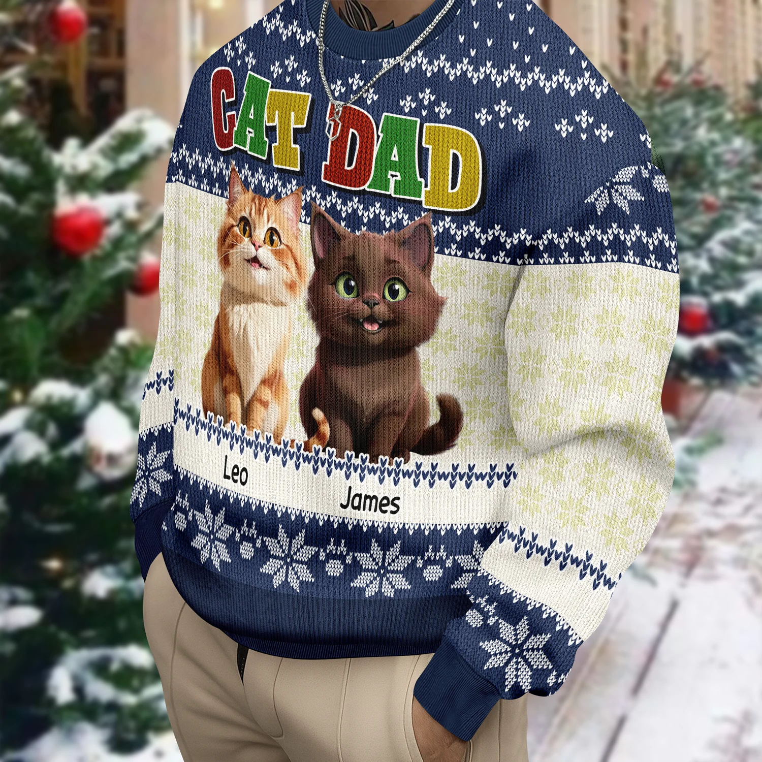 Cat Mom Cat Dad Funny Cat Personalized Ugly Sweater For Cat Lovers LM32 895971 - Image 5