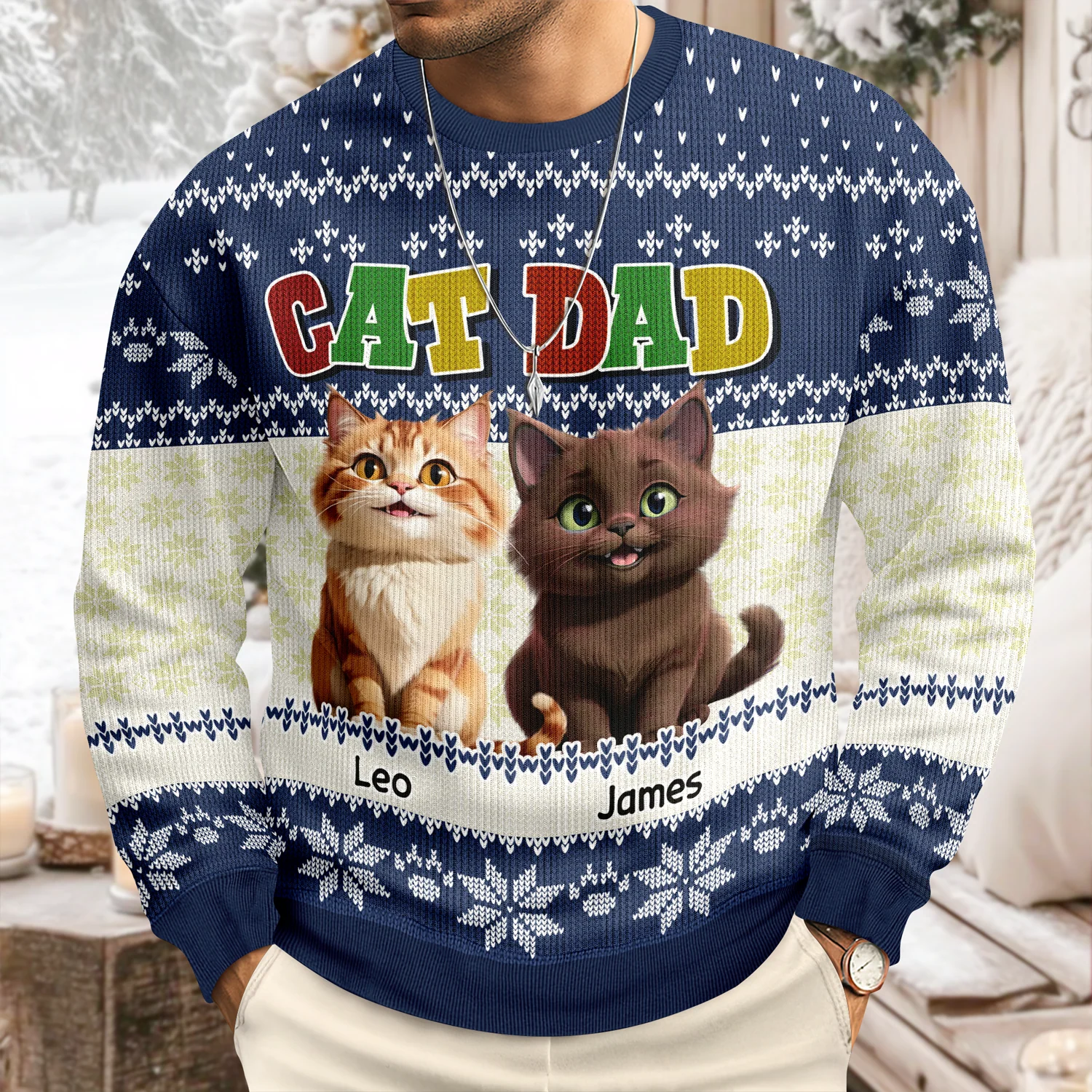 Cat Mom Cat Dad Funny Cat Personalized Ugly Sweater For Cat Lovers LM32 895971 - Image 6