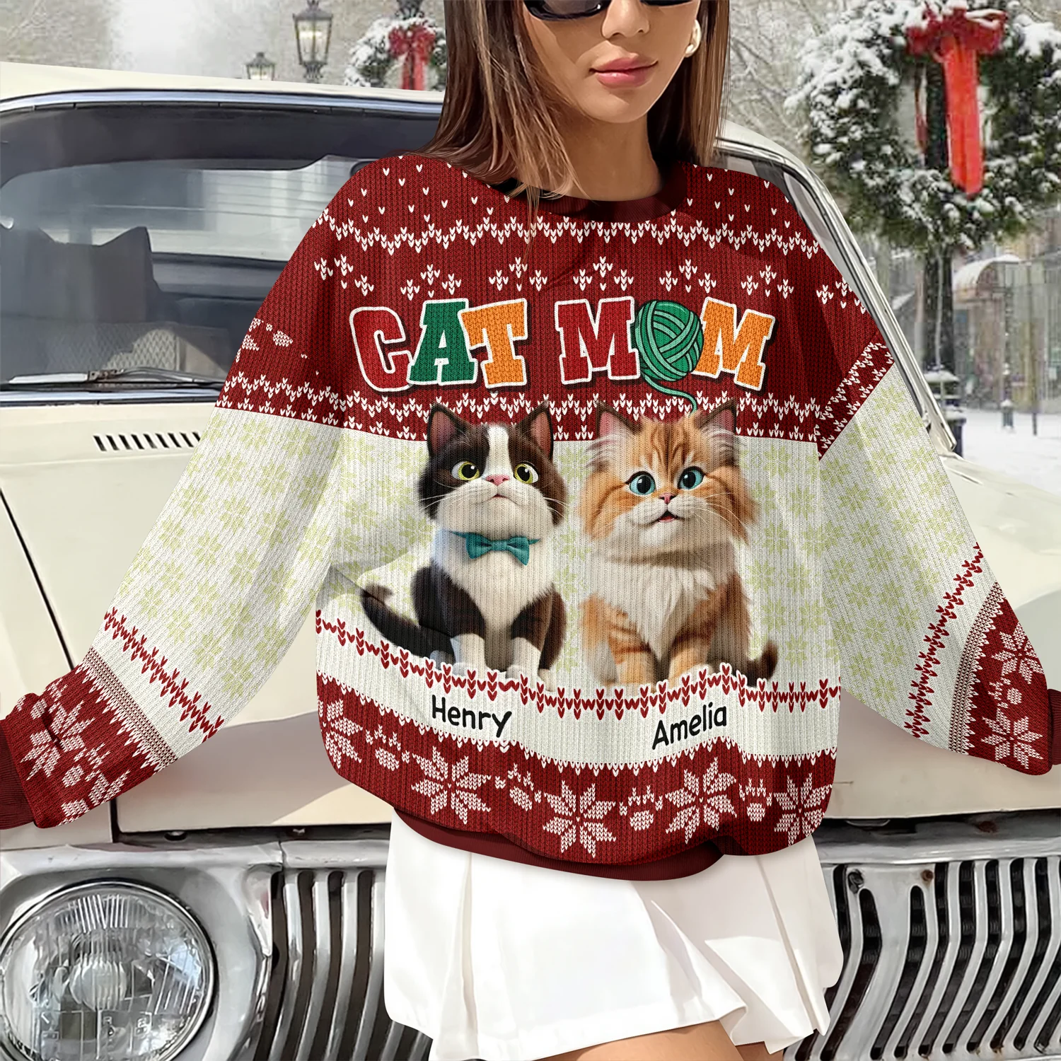 Cat Mom Cat Dad Funny Cat Personalized Ugly Sweater For Cat Lovers LM32 895971 - Image 7