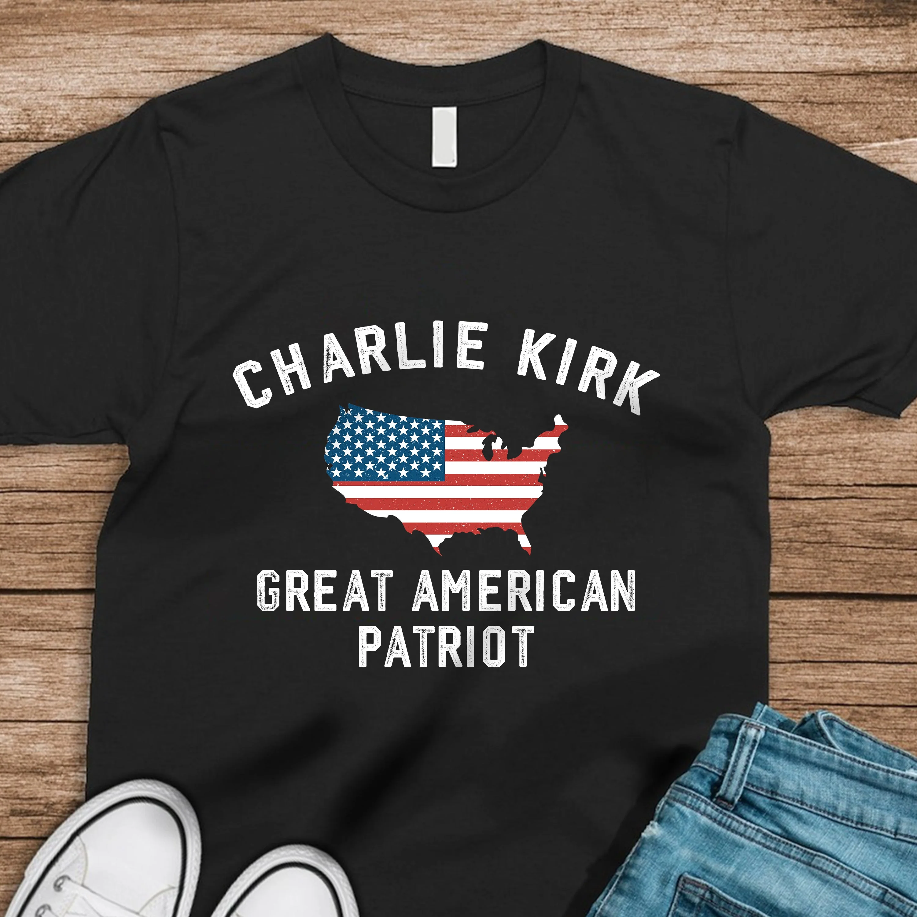 Charlie Kirk - Great American Patriot Dark Shirt LM32 65457 - Image 5