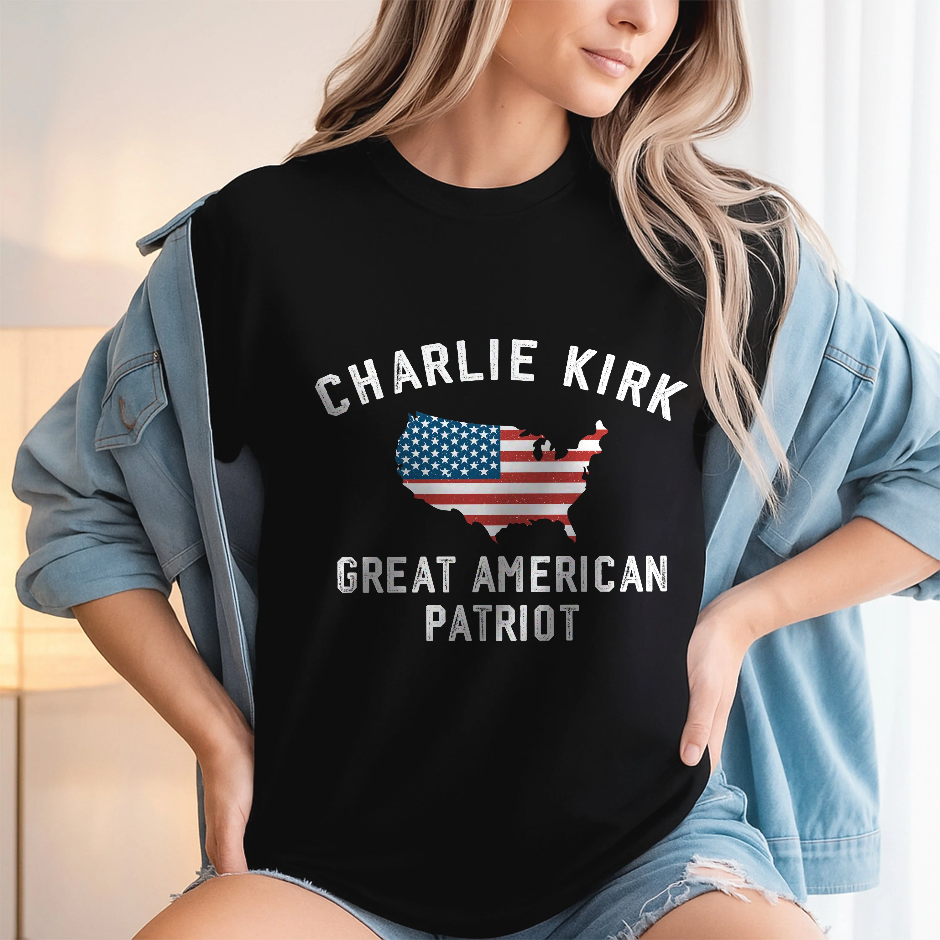 Charlie Kirk - Great American Patriot Dark Shirt LM32 65457 - Image 6