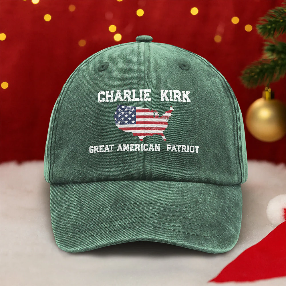 Charlie Kirk Great American Patriot Washed Denim Baseball Cap HA75 64430 - Image 4