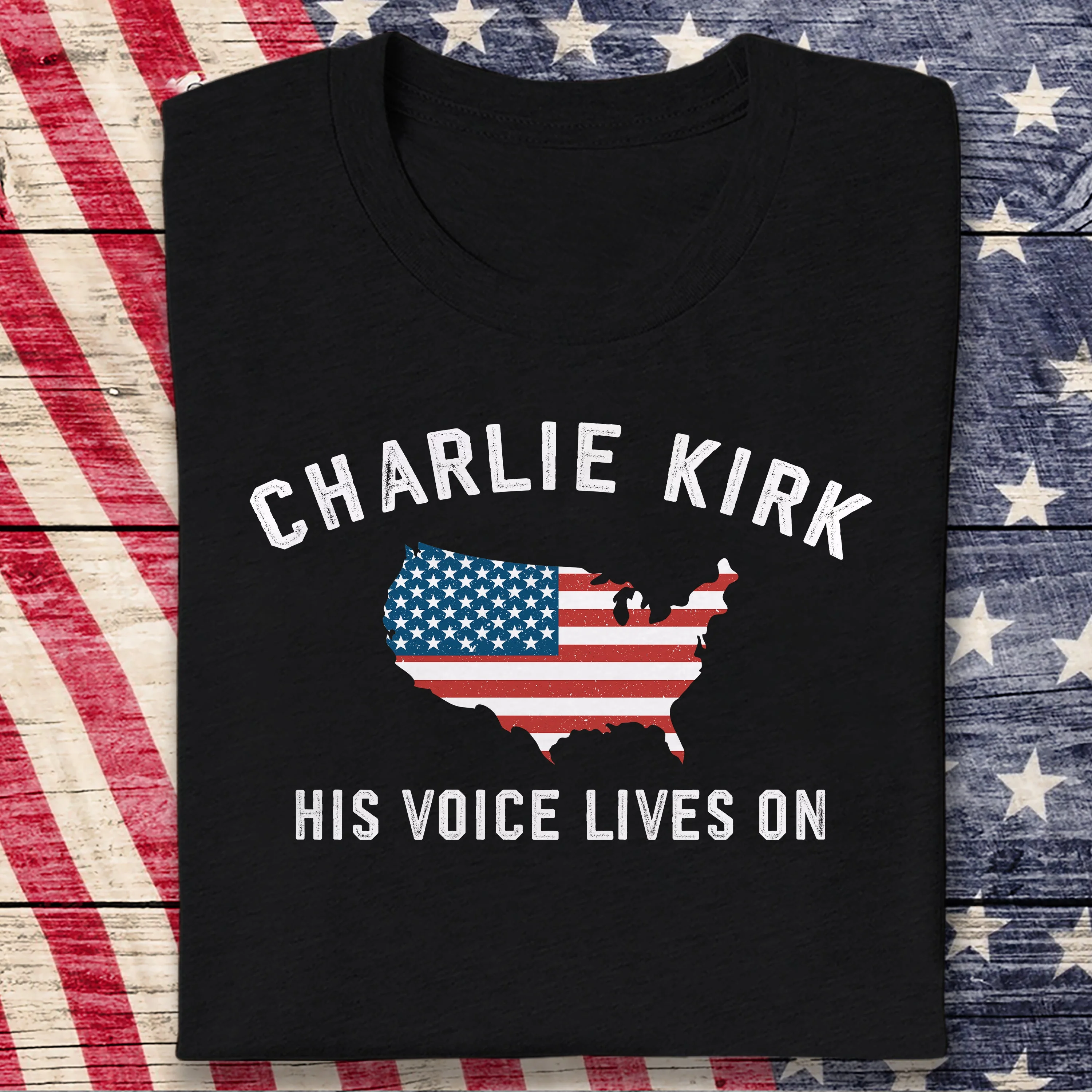 Charlie Kirk - His Voice Lives On Dark Shirt LM32 65461 - Image 2