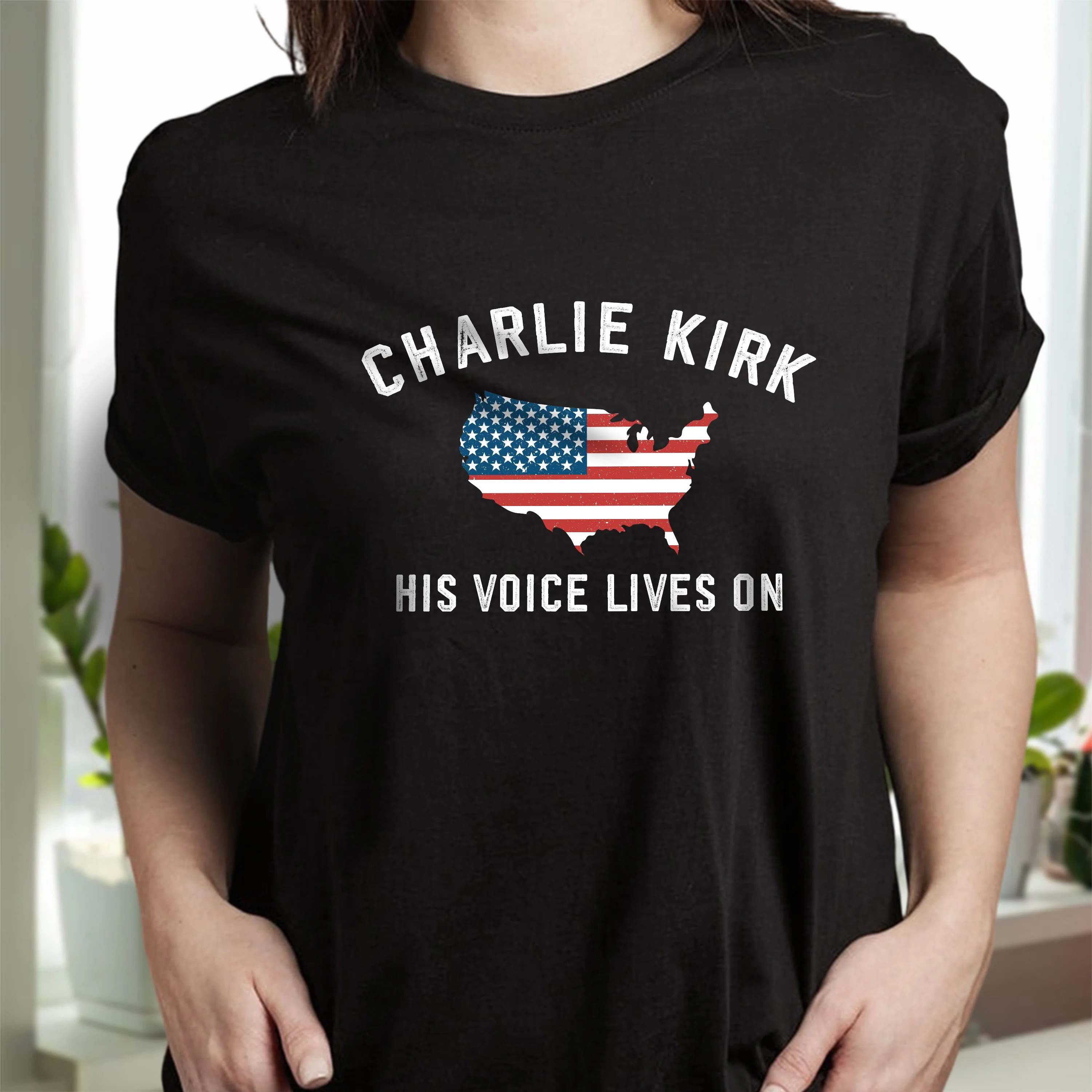 Charlie Kirk - His Voice Lives On Dark Shirt LM32 65461 - Image 3