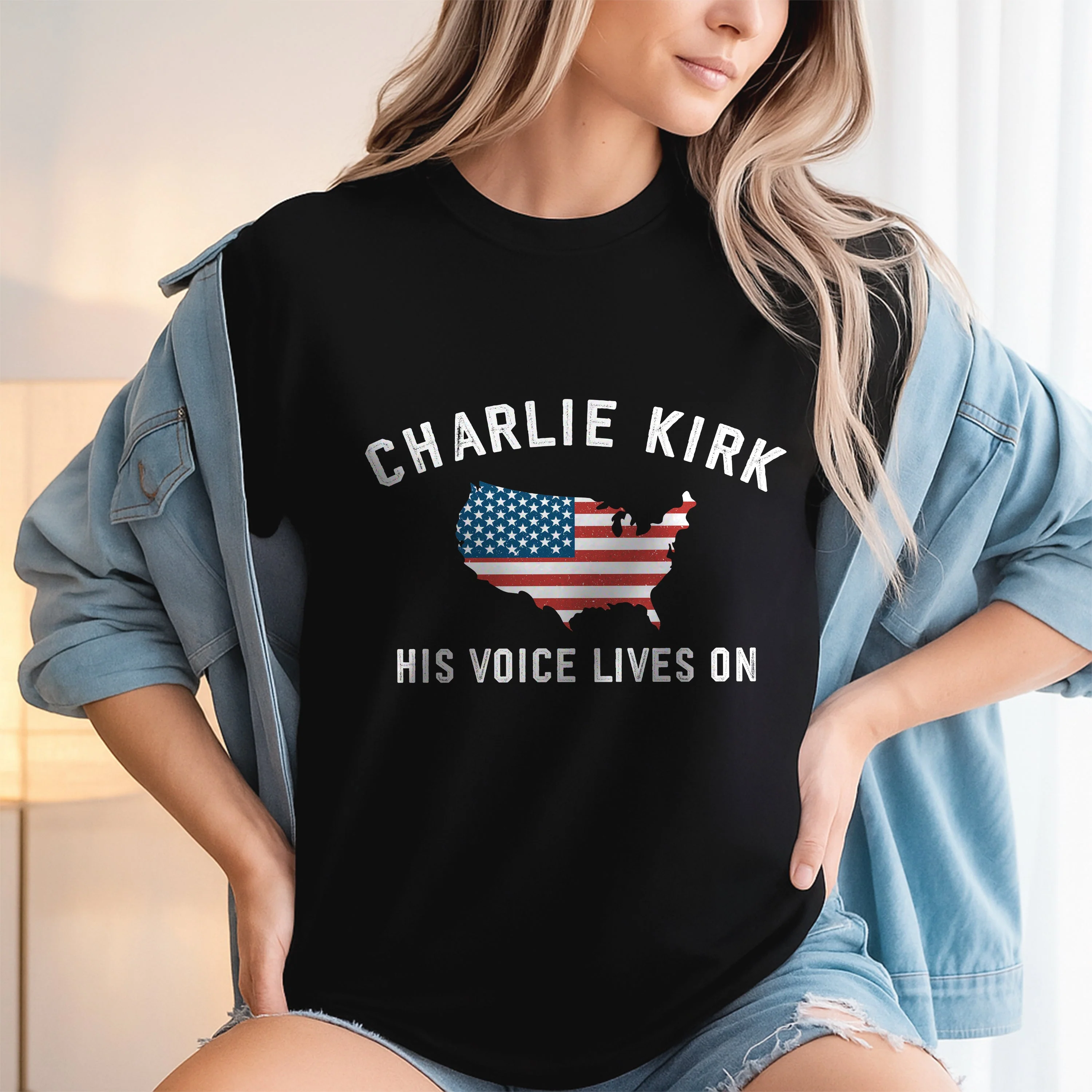 Charlie Kirk - His Voice Lives On Dark Shirt LM32 65461 - Image 7