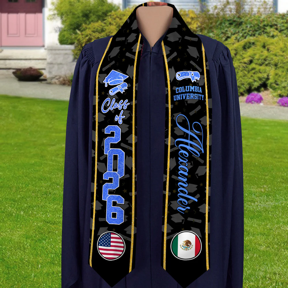 Class of 2026 Graduation Stole with Custom Name & Country Flag TH10 898309 - Image 4