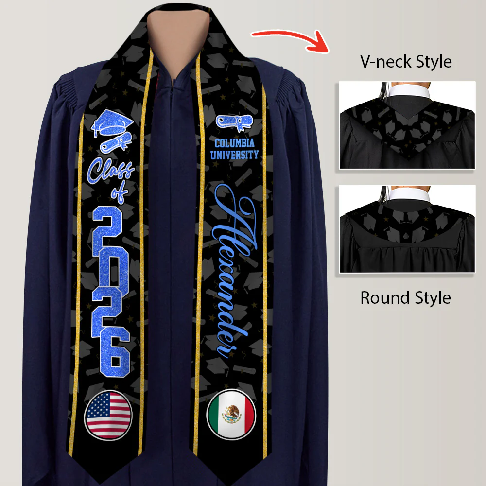 Class of 2026 Graduation Stole with Custom Name & Country Flag TH10 898309 - Image 5