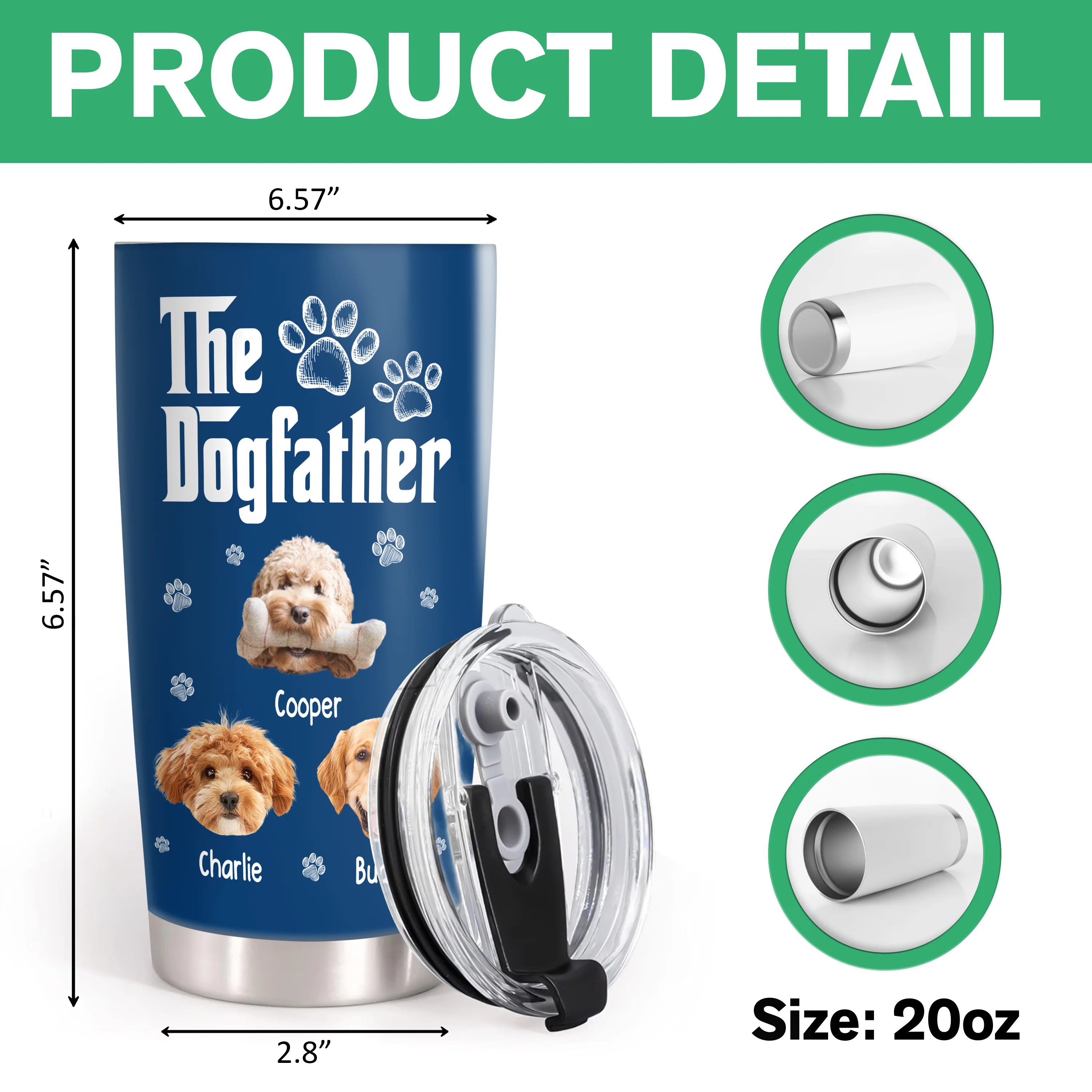 Cool Dog Father - Personalized Custom Fat Tumbler LM32 893699 - Image 7