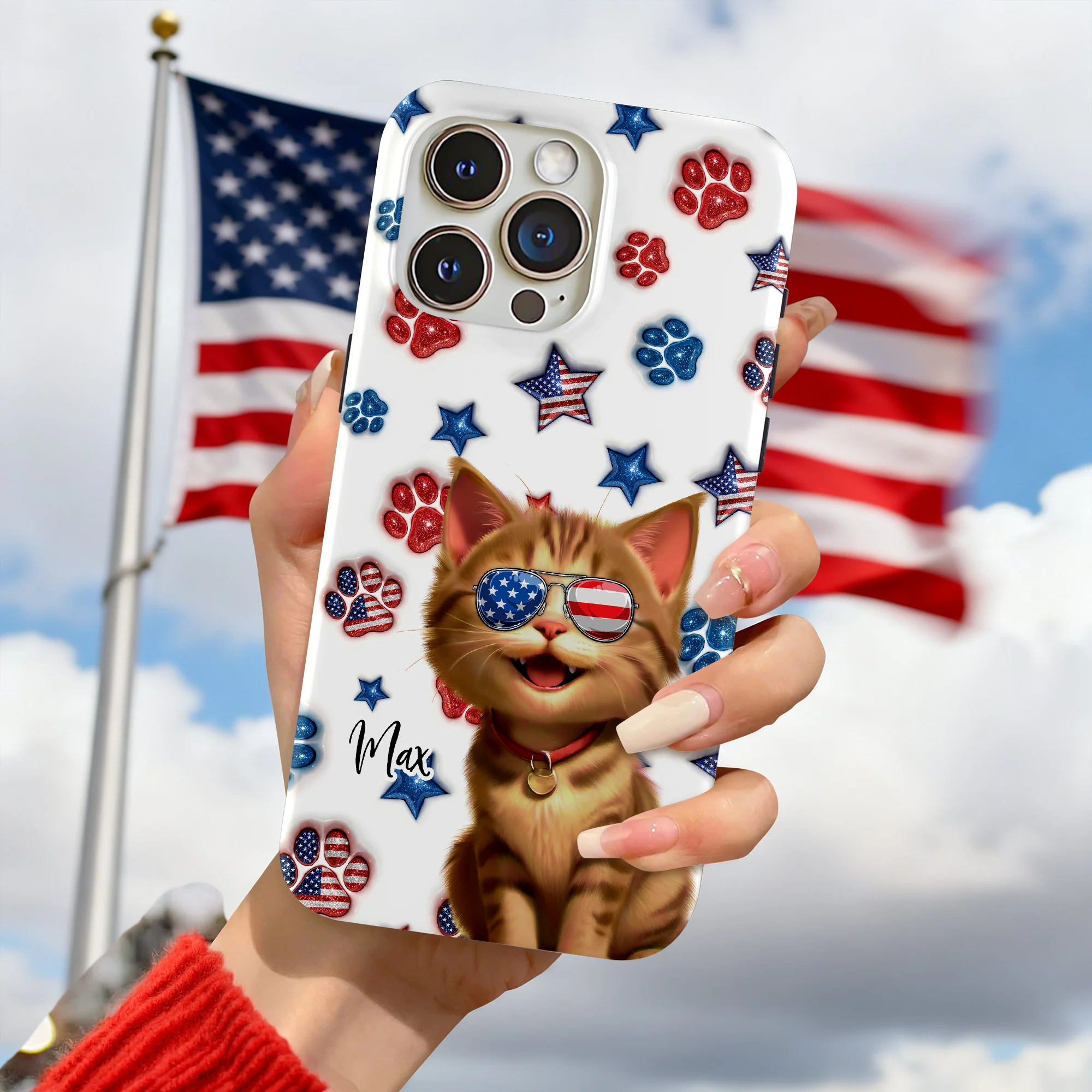 Custom 3D Cat US Flag Personalized Phone Case HA75 920322 - Image 8