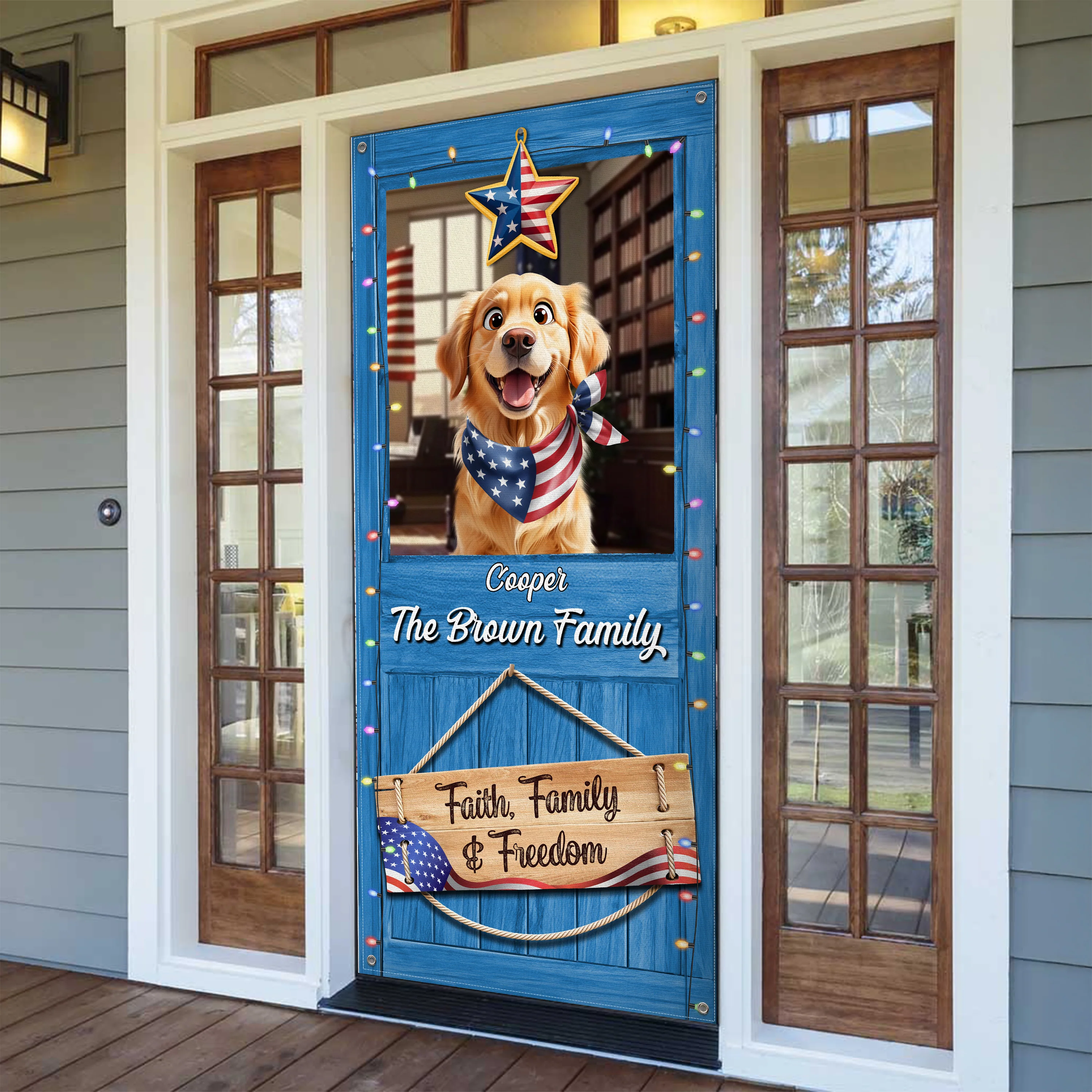 Custom America 3D Dog Faith, Family & Freedom - Independence Day Decoration Door Cover LM32 897977 - Image 3