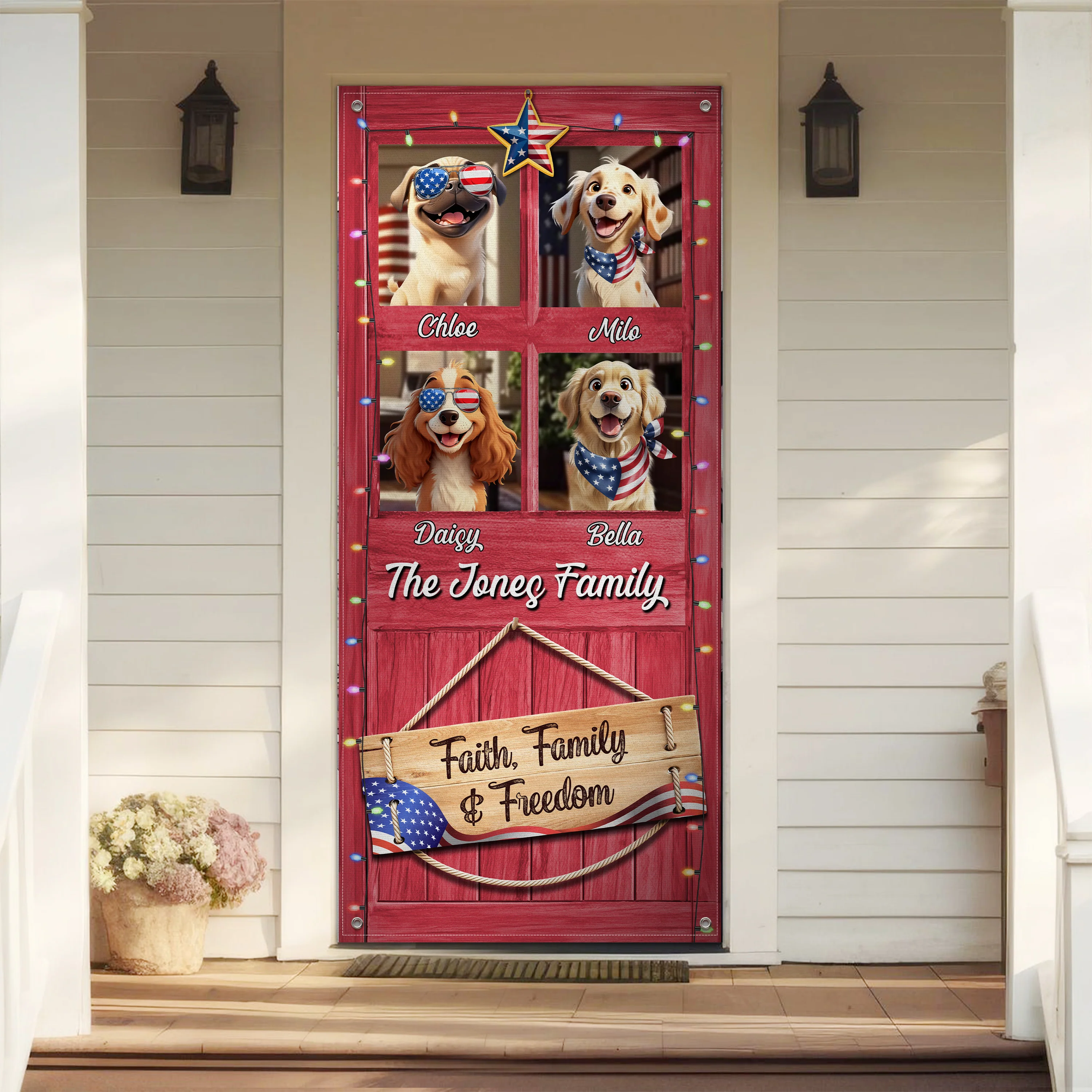 Custom America 3D Dog Faith, Family & Freedom - Independence Day Decoration Door Cover LM32 897977 - Image 4
