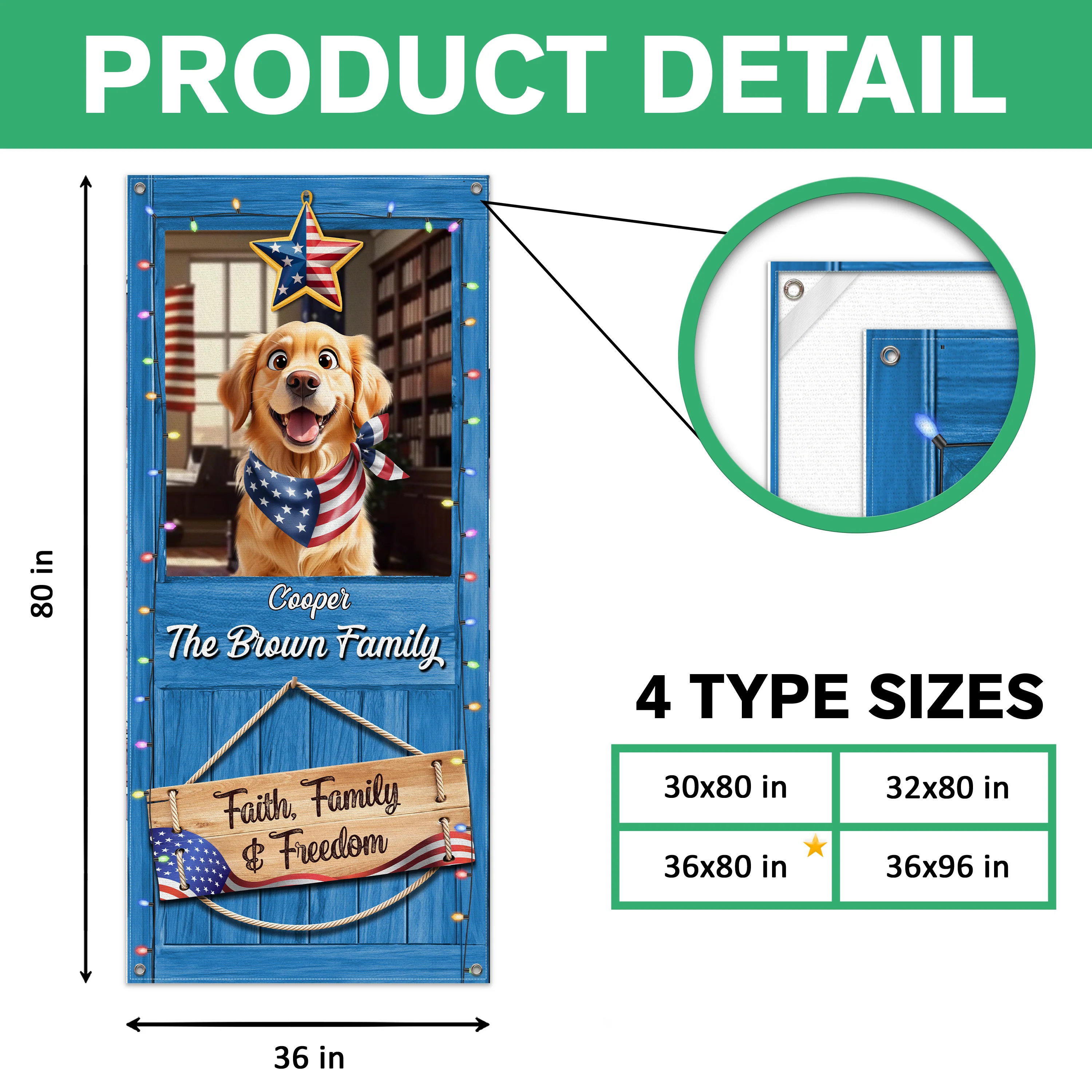 Custom America 3D Dog Faith, Family & Freedom - Independence Day Decoration Door Cover LM32 897977 - Image 6