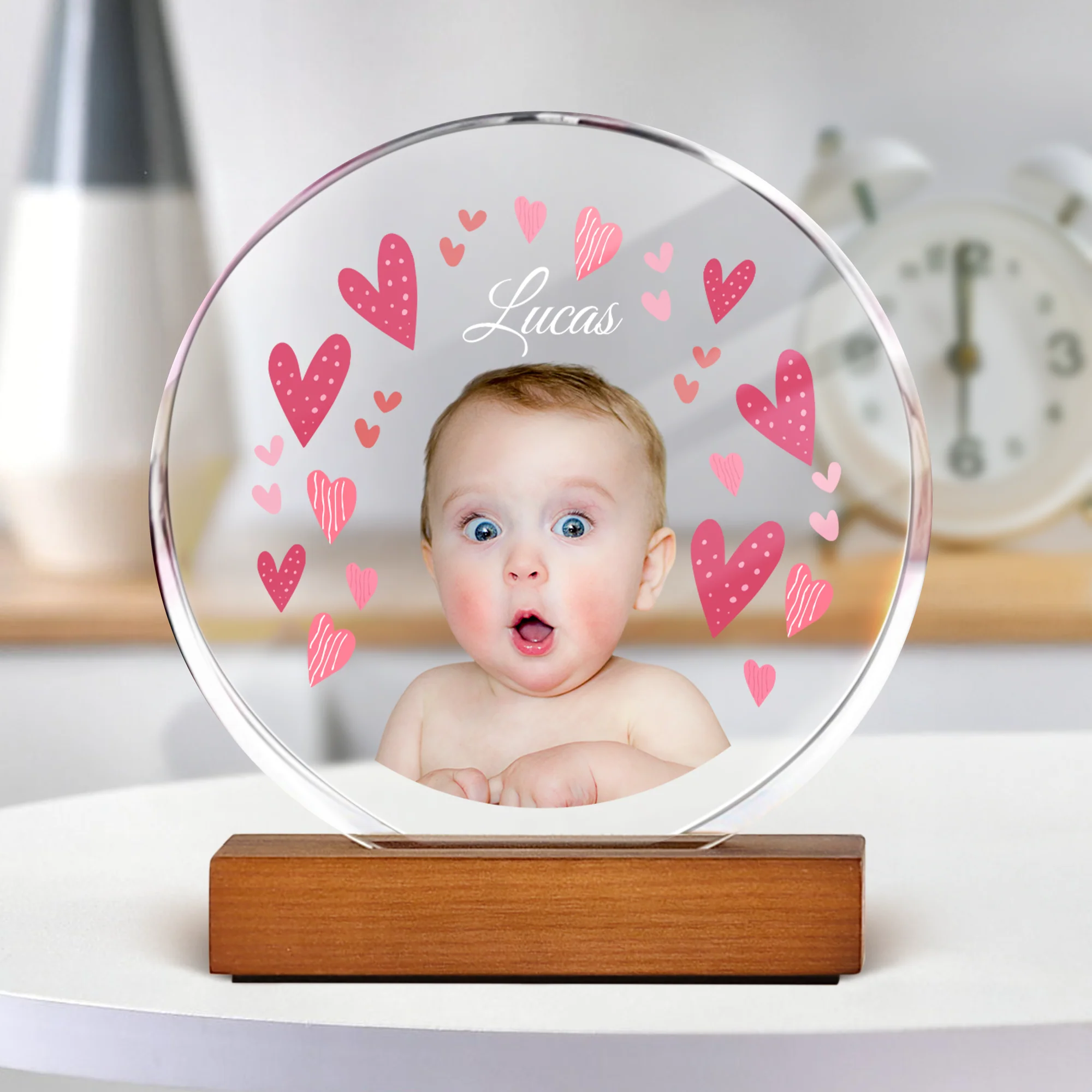 Custom Babys Photo First Round Acrylic Frame Block HO82 894158 - Image 2