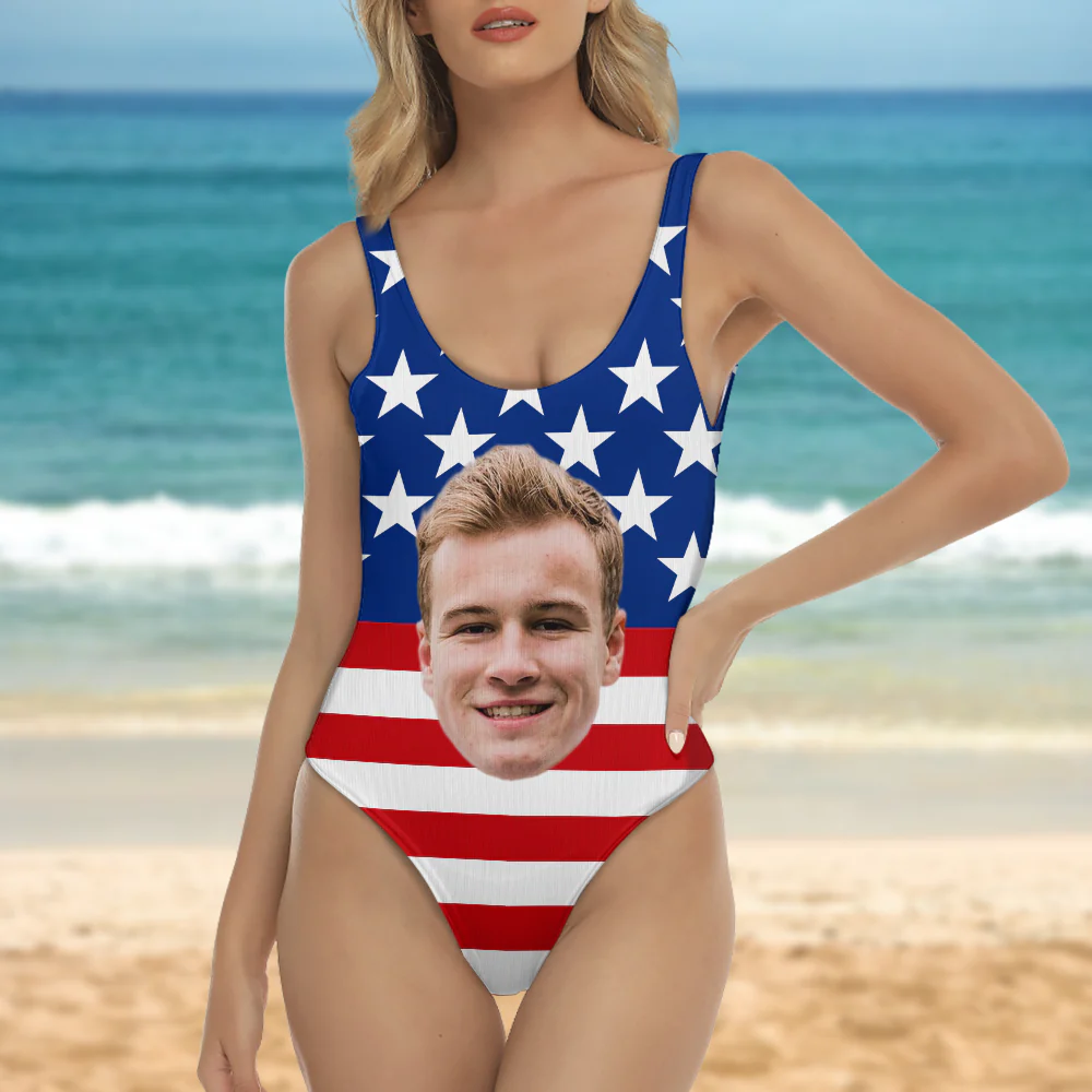 Custom Big Face American Flag Swimsuit Personalized Funny Independence Day Gift CH07 896106 - Image 3
