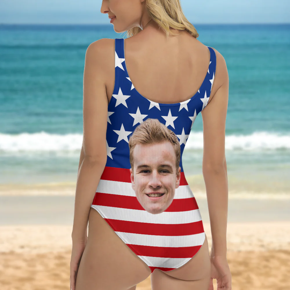 Custom Big Face American Flag Swimsuit Personalized Funny Independence Day Gift CH07 896106 - Image 4