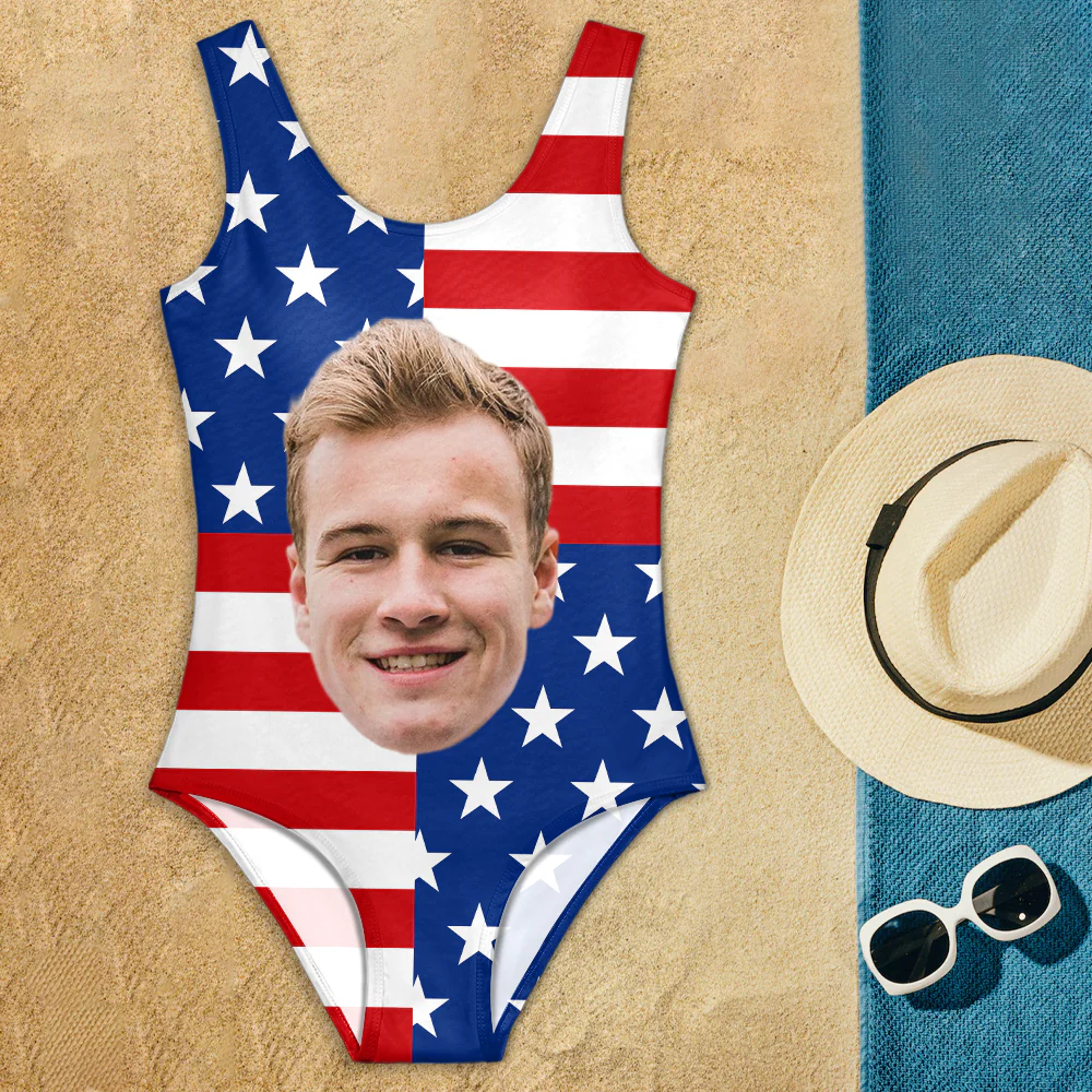 Custom Big Face American Flag Swimsuit Personalized Funny Independence Day Gift CH07 896106 - Image 9