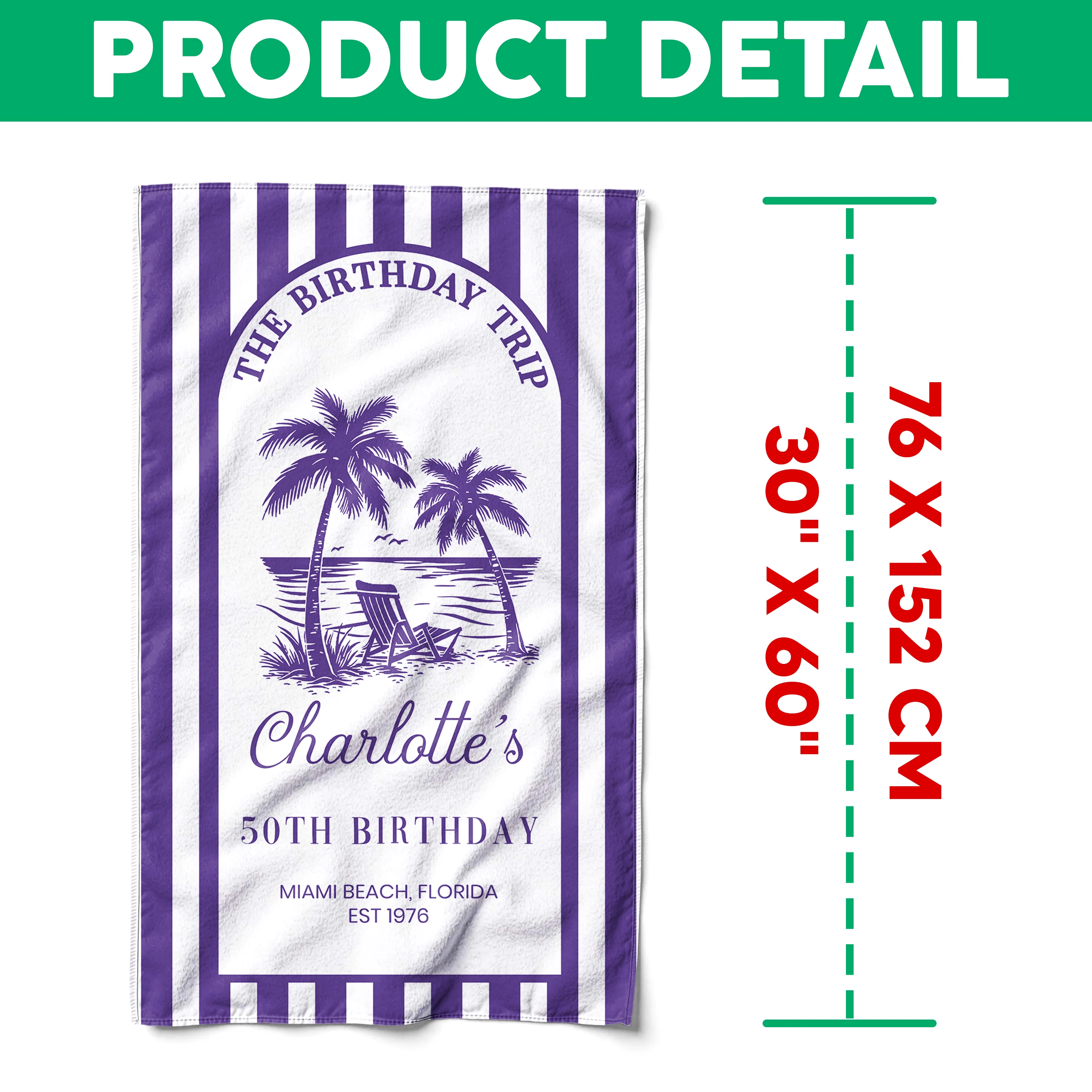 Custom Birthday Trip Beach Towel – Personalized Coastal Vacation Towel, Birthday Gift for Mom LM32 899667 - Image 8