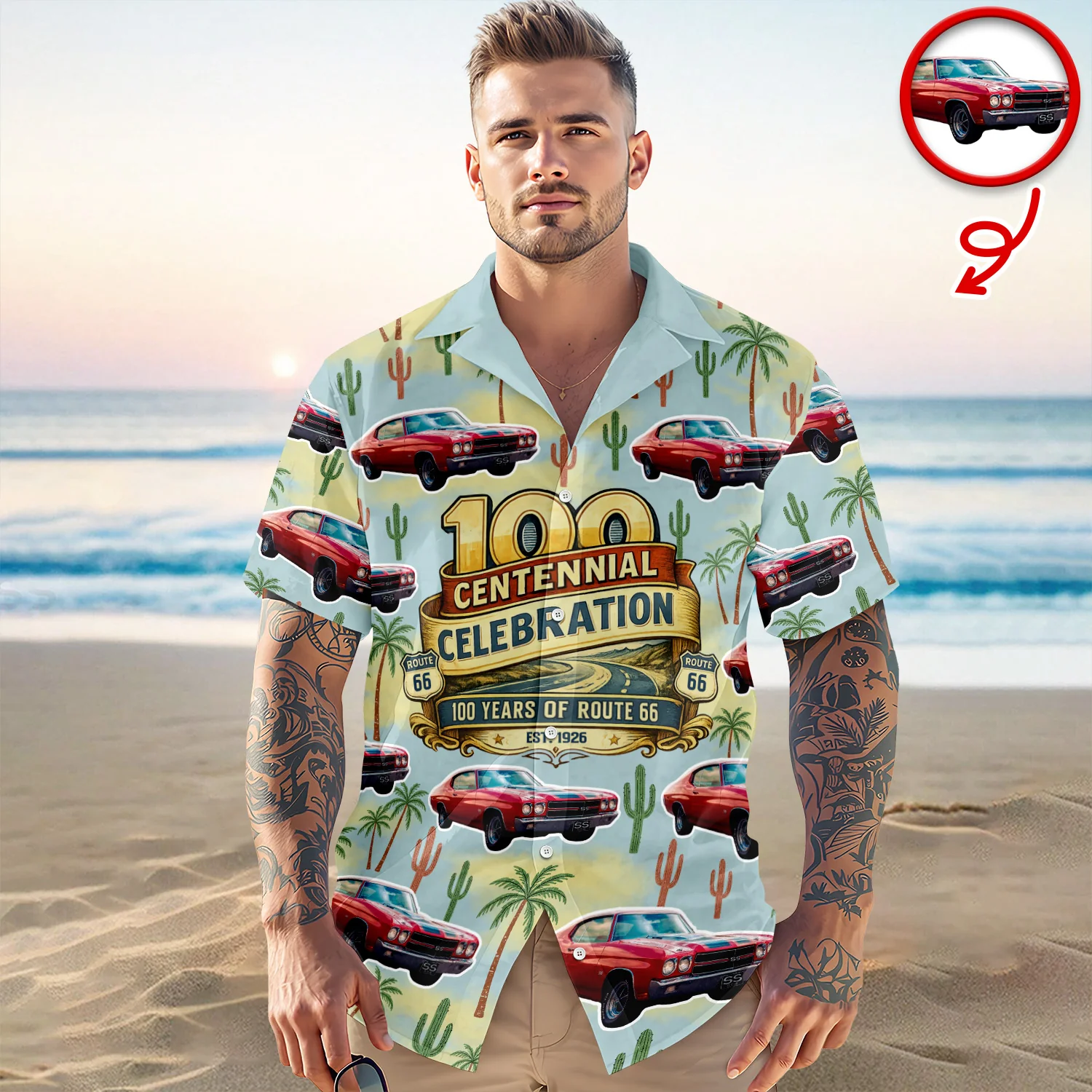 Custom Car Photo 100 Centenial Celebration 100 Years Of Route 66 Hawaii Shirt CH07 910828 - Image 3