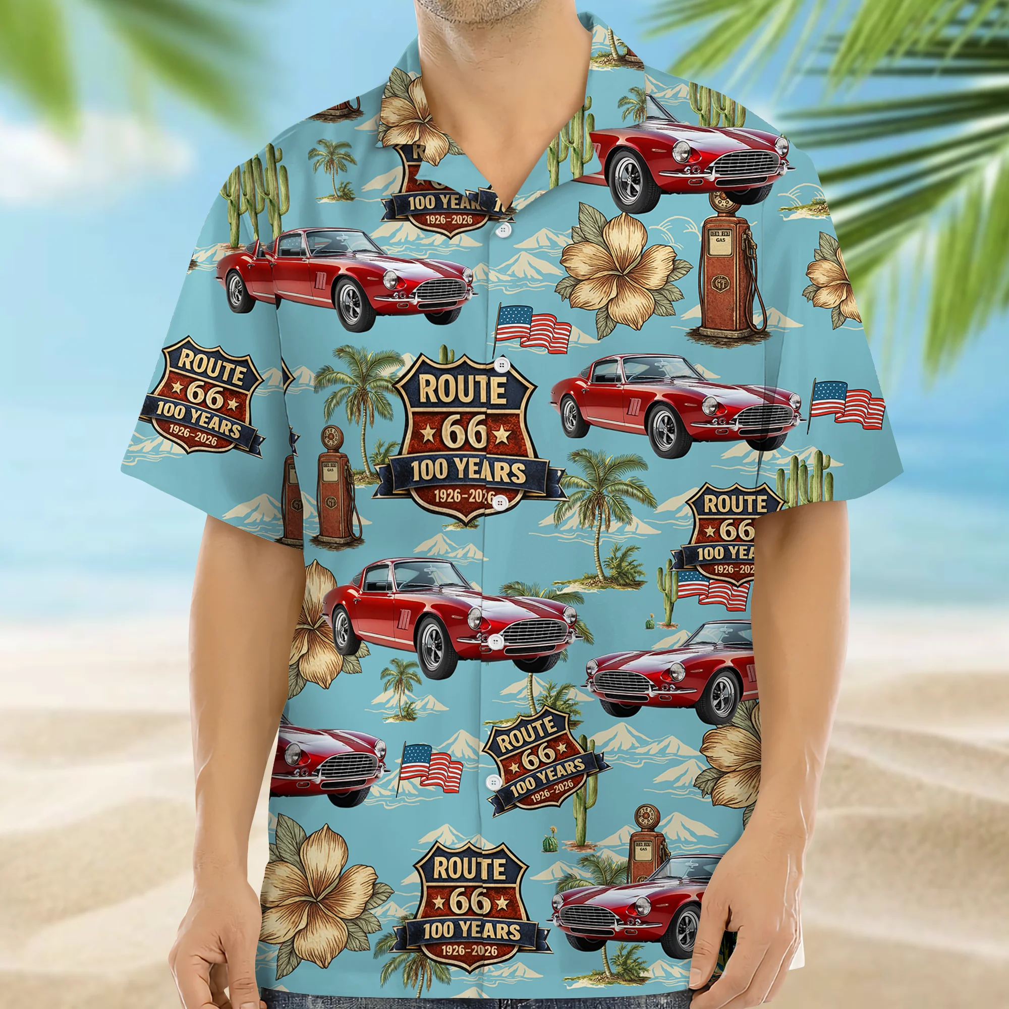 Custom Car Photo 100 Year Of Route 66 1926-2026 Hawaii Shirt CH07 910582 - Image 4