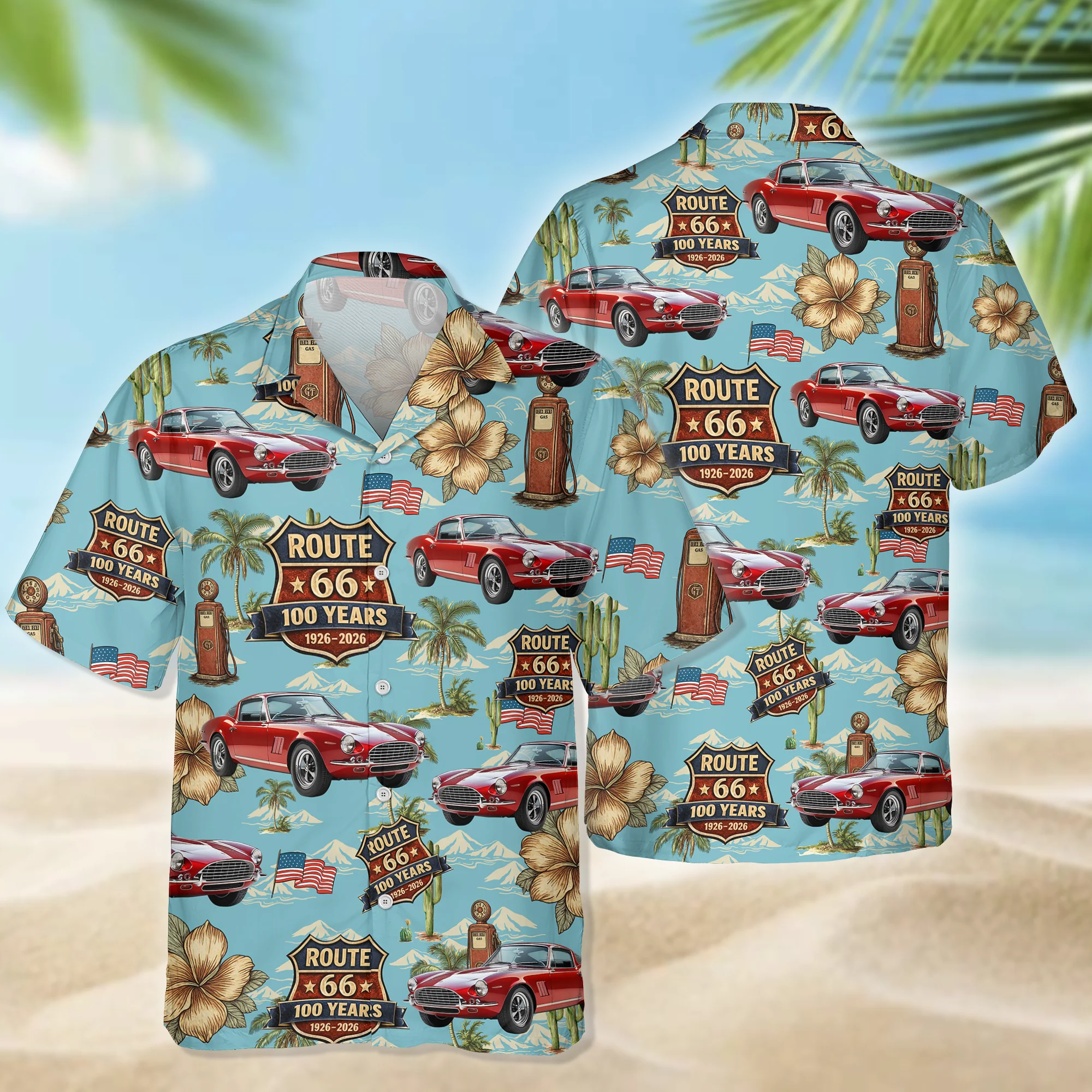 Custom Car Photo 100 Year Of Route 66 1926-2026 Hawaii Shirt CH07 910582 - Image 5