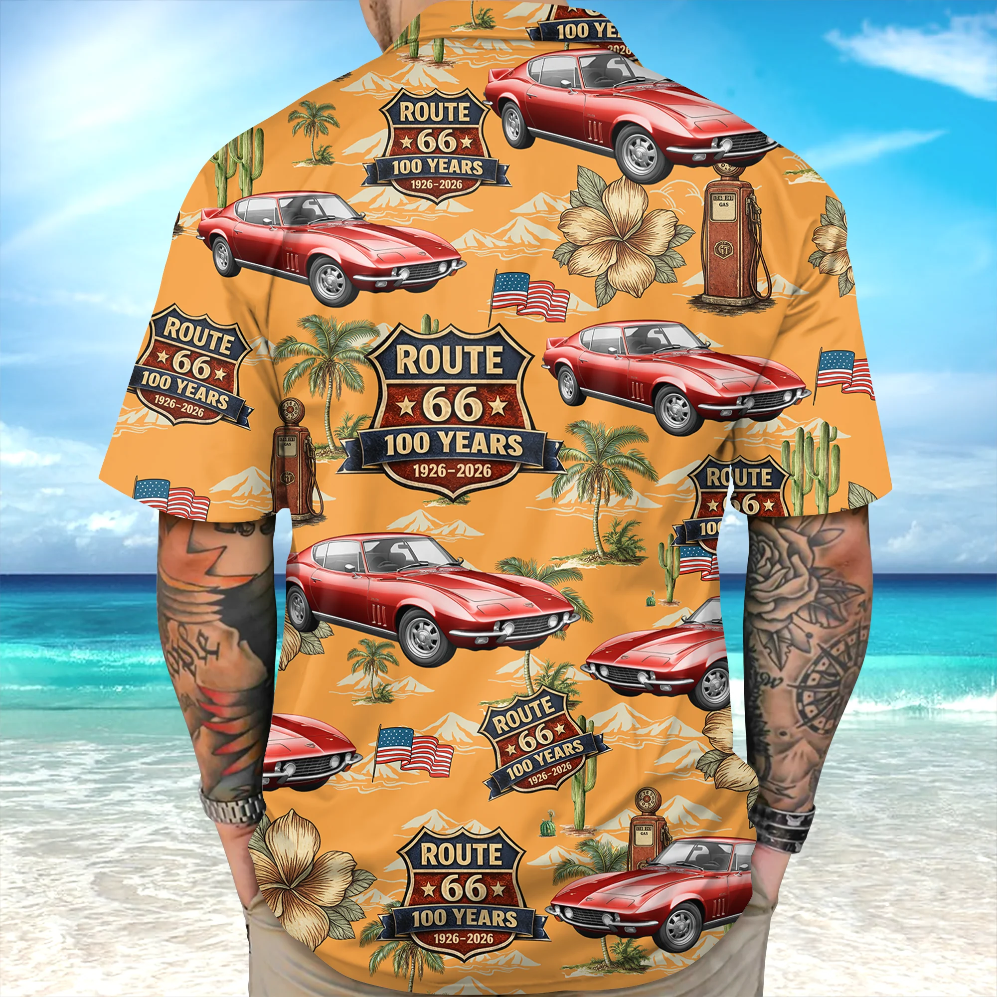 Custom Car Photo 100 Year Of Route 66 1926-2026 Hawaii Shirt CH07 910582 - Image 6